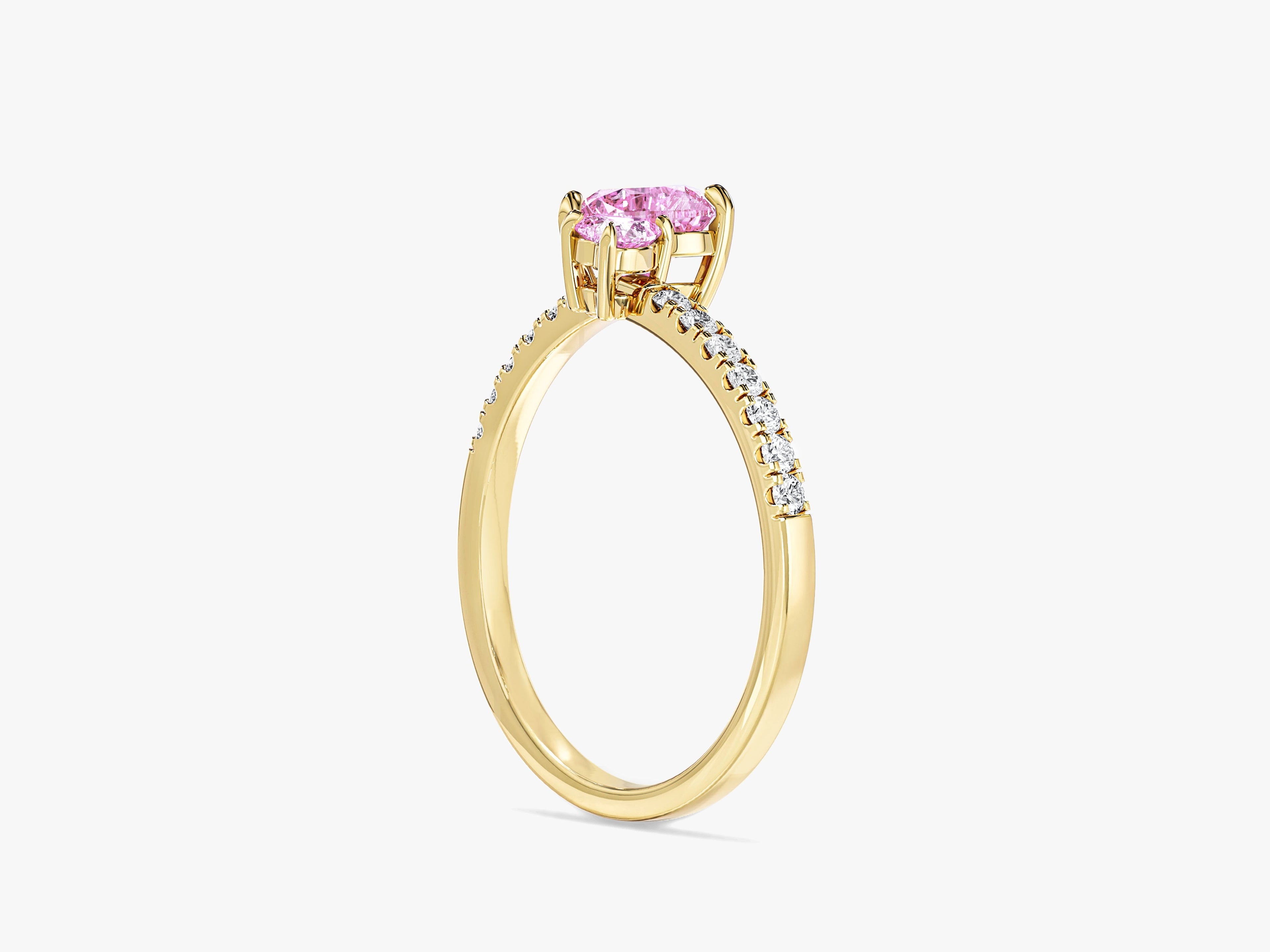Pink Double Heart Promise Ring with Sidestones
