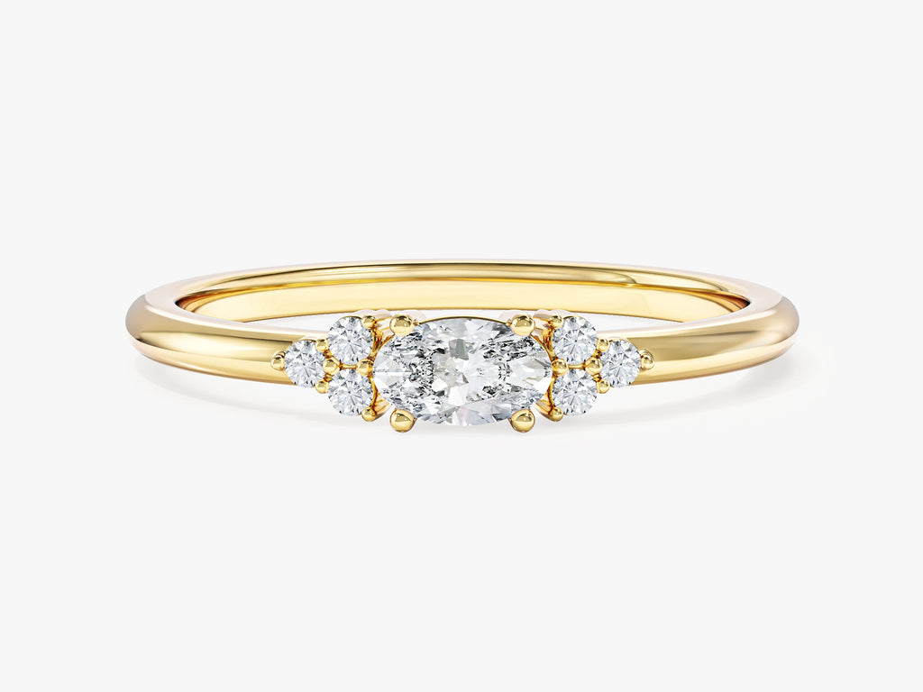 Oval Moissanite Promise Ring with Sidestones