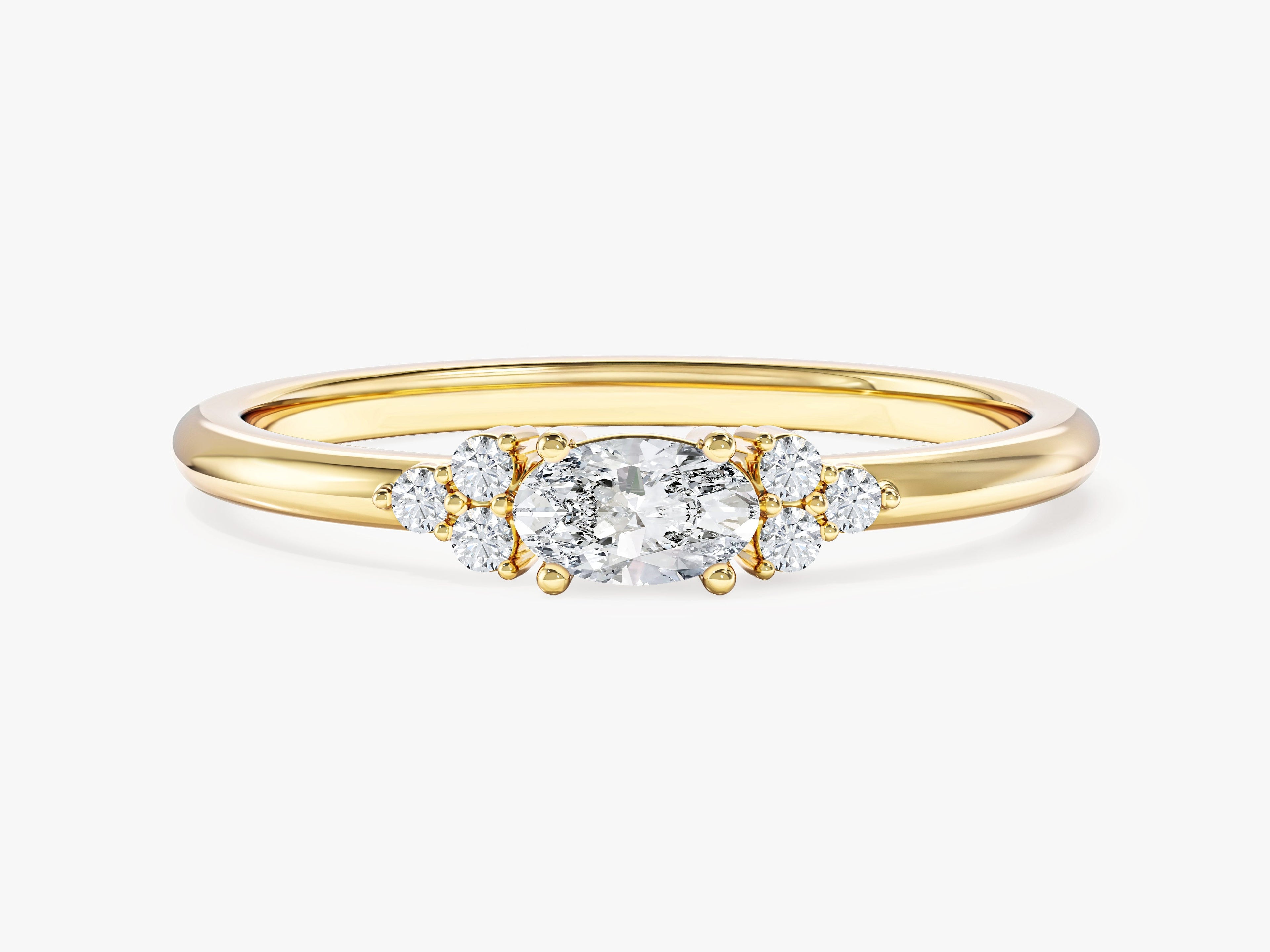Oval Moissanite Promise Ring with Sidestones