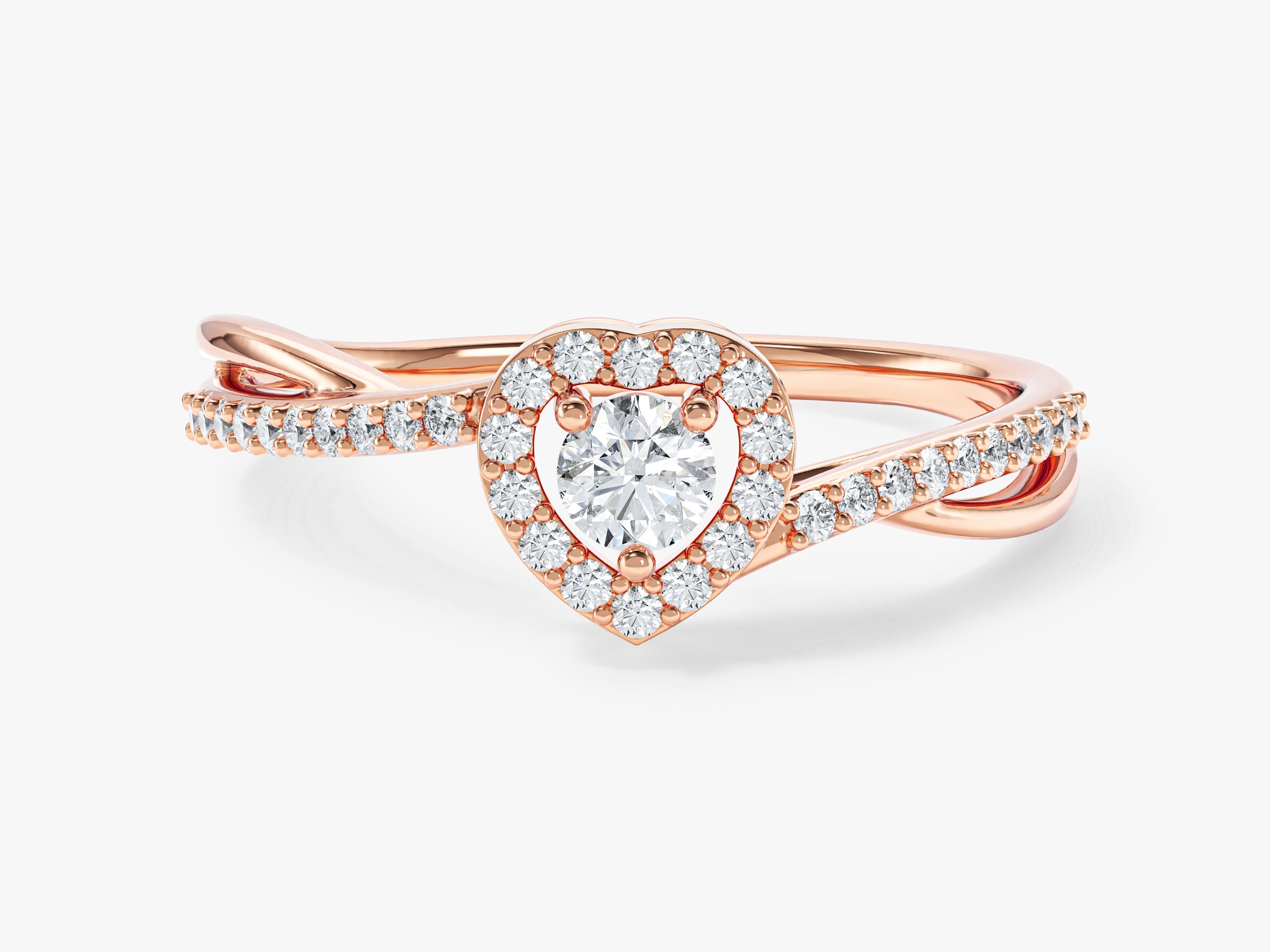 Heart Shape Twisted Band Moissanite Promise Ring
