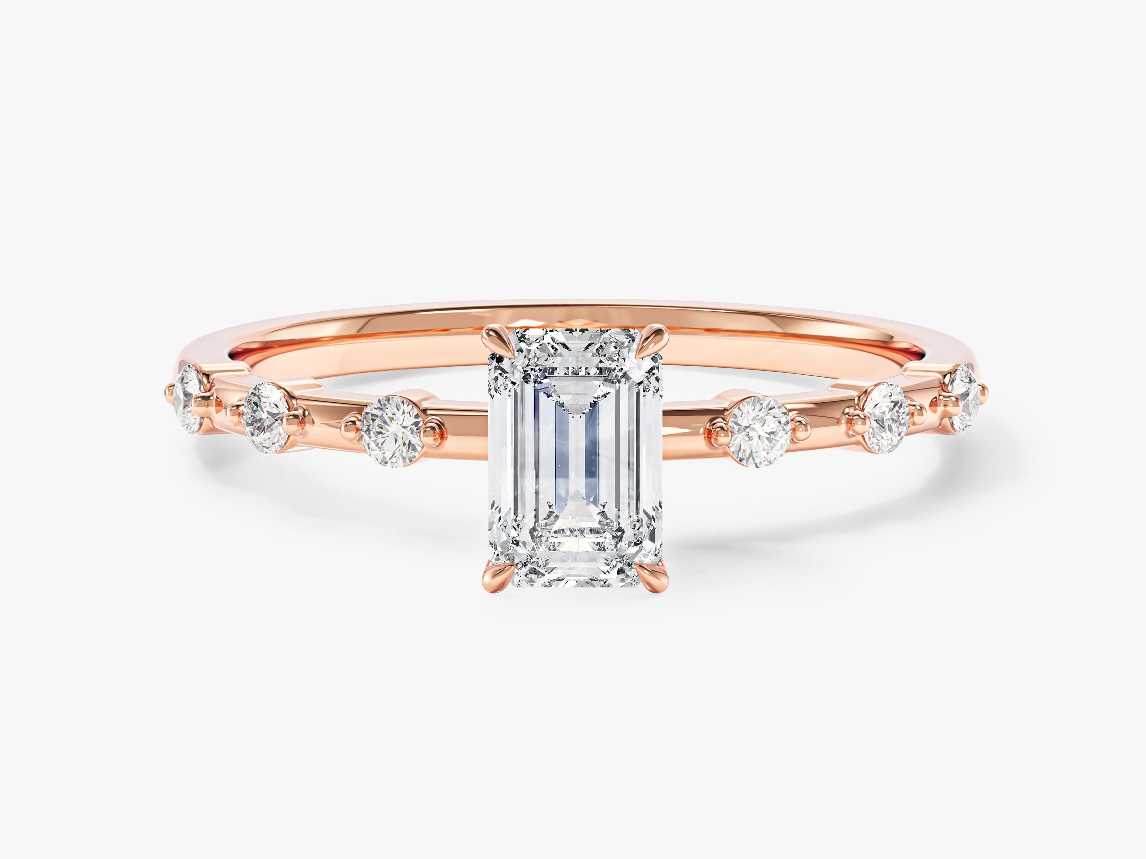 Emerald Moissanite Promise Ring with Sidestones