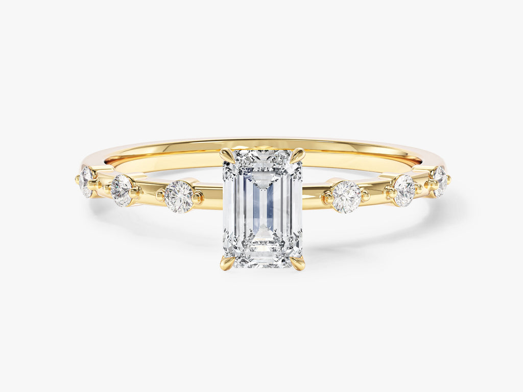 Emerald Moissanite Promise Ring with Sidestones