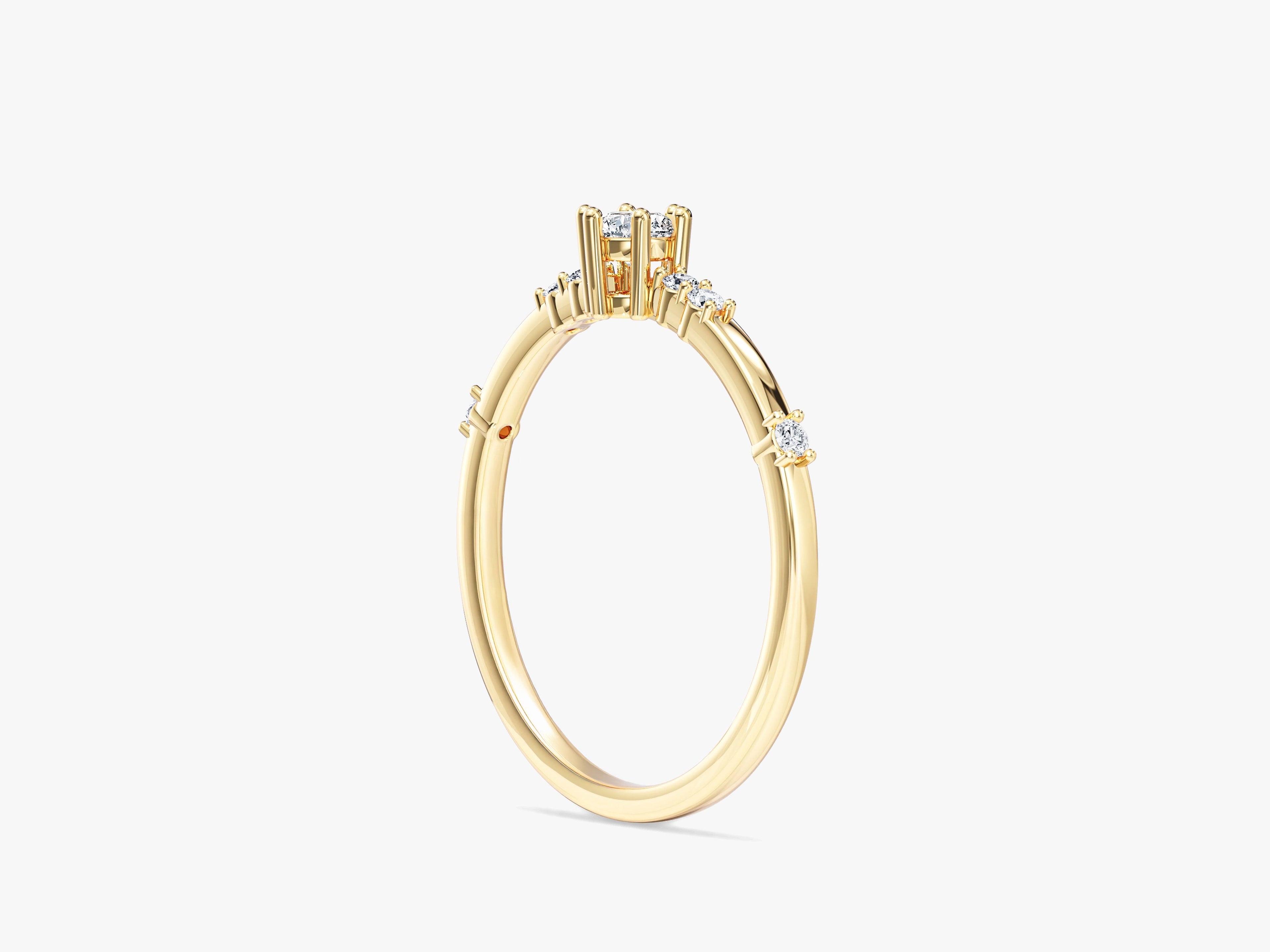 Scattered Round Cut Moissanite Promise Ring