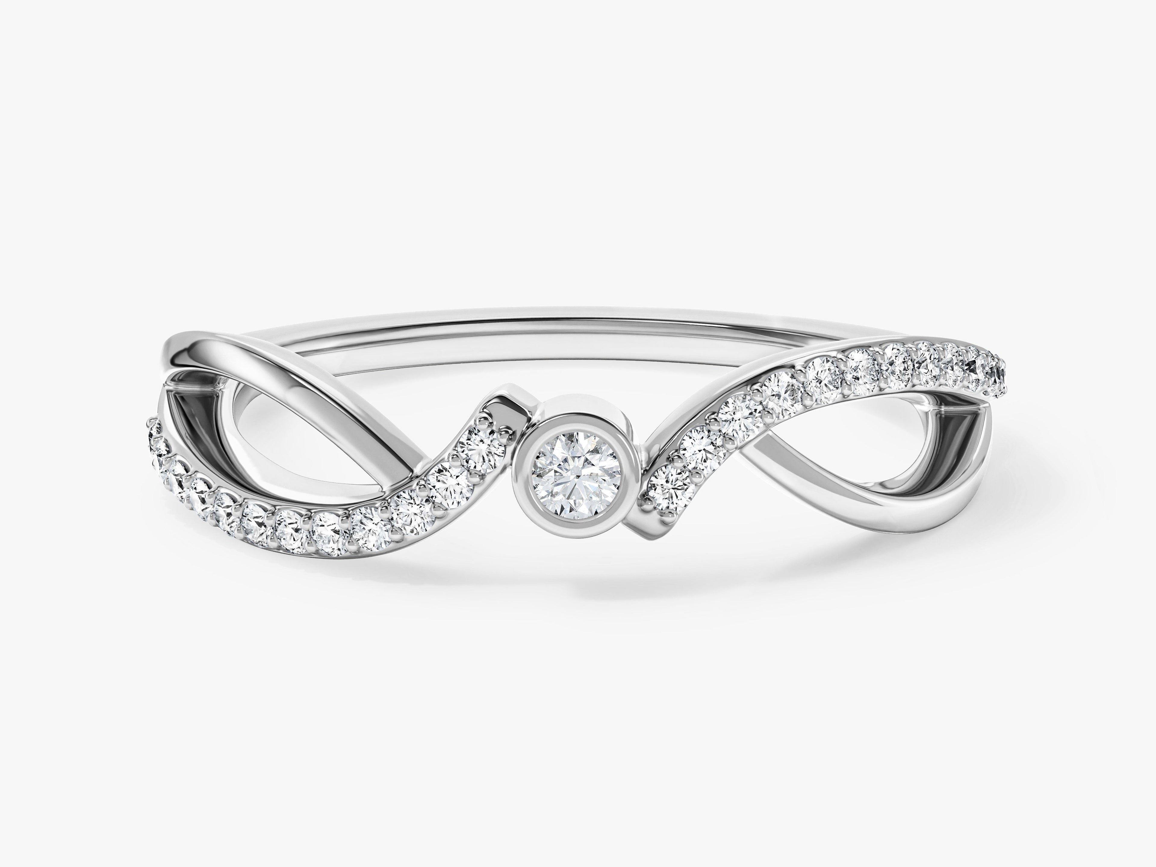 Split Shank Moissanite Promise Ring with Sidestones