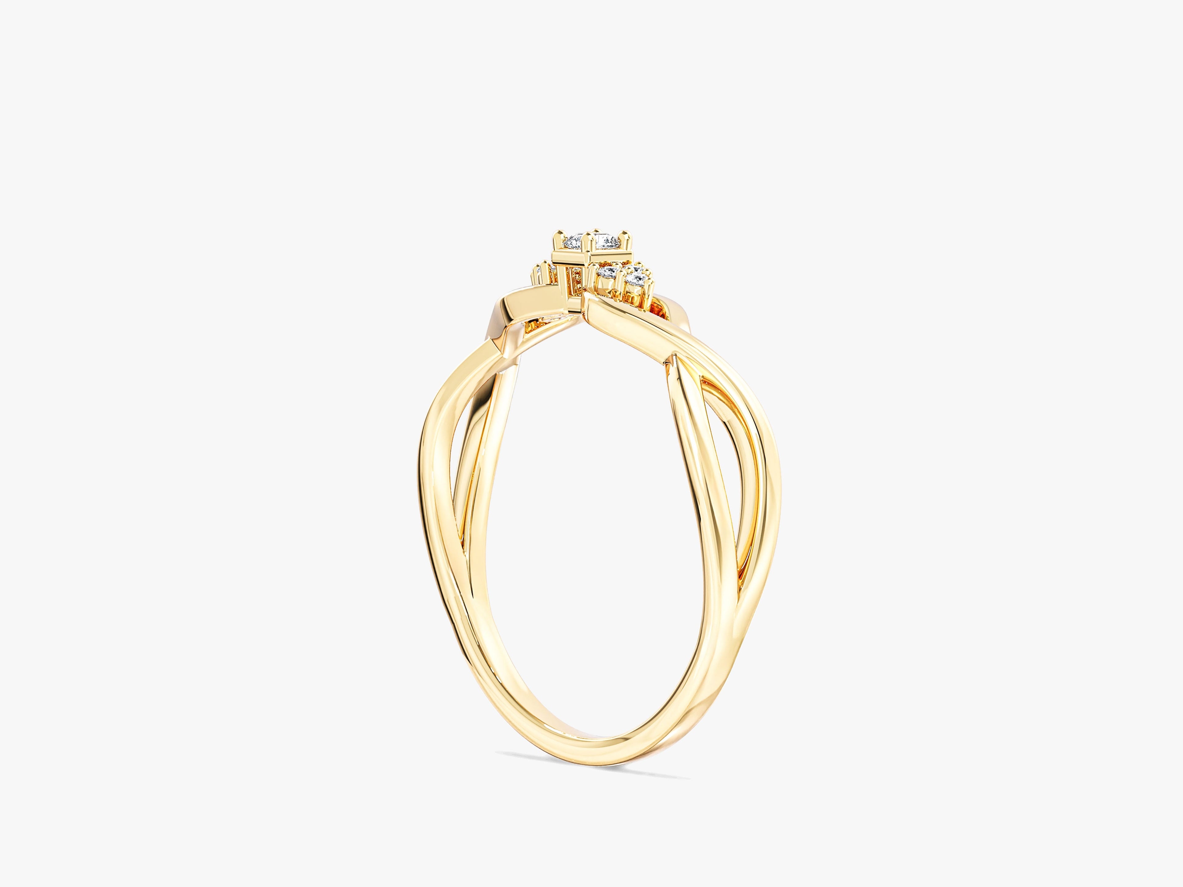 Twisted Band Moissanite Cluster Promise Ring
