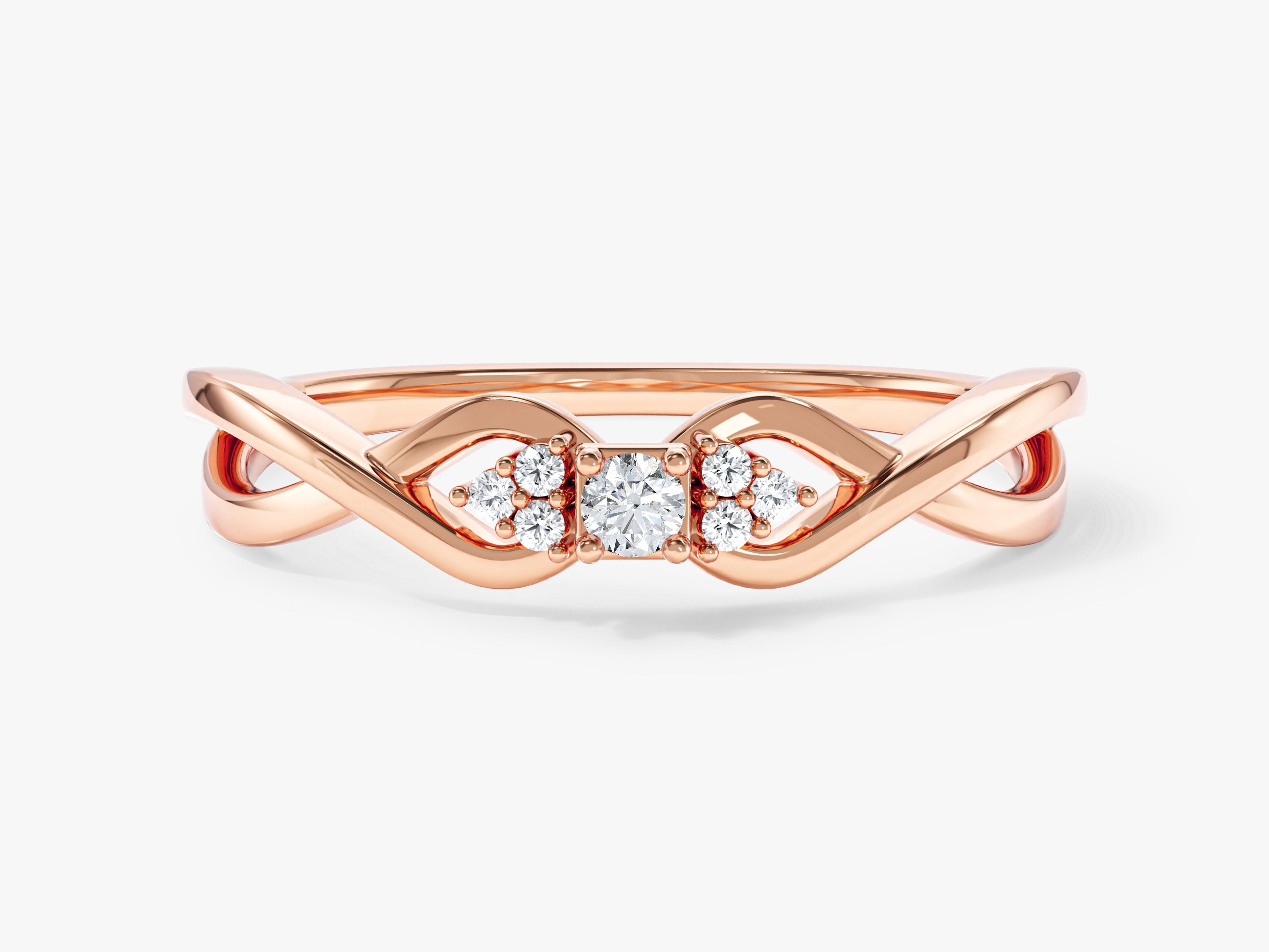 Twisted Band Moissanite Cluster Promise Ring