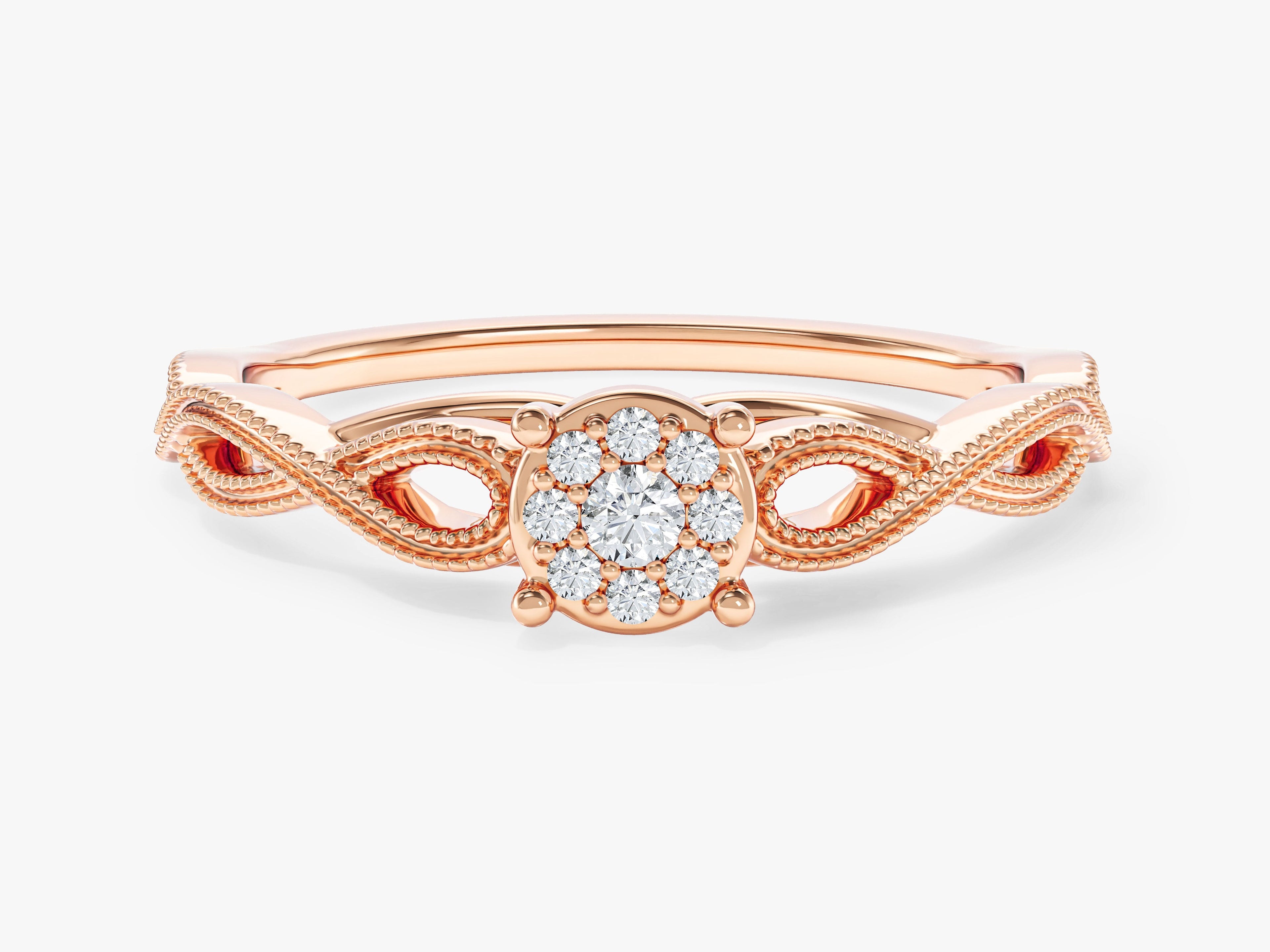 Infinity Moissanite Promise Ring with Milgrain Accents