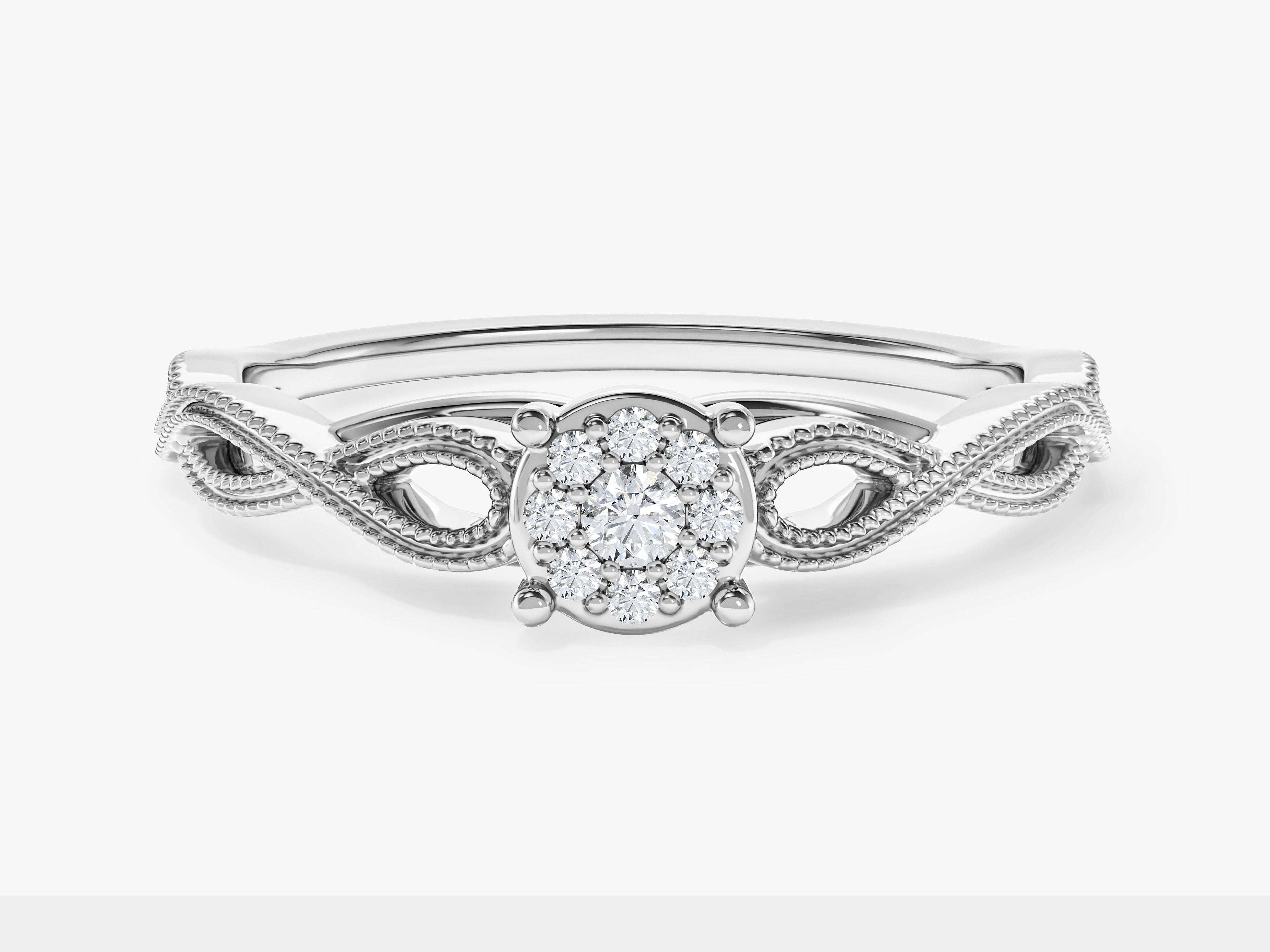 Infinity Moissanite Promise Ring with Milgrain Accents