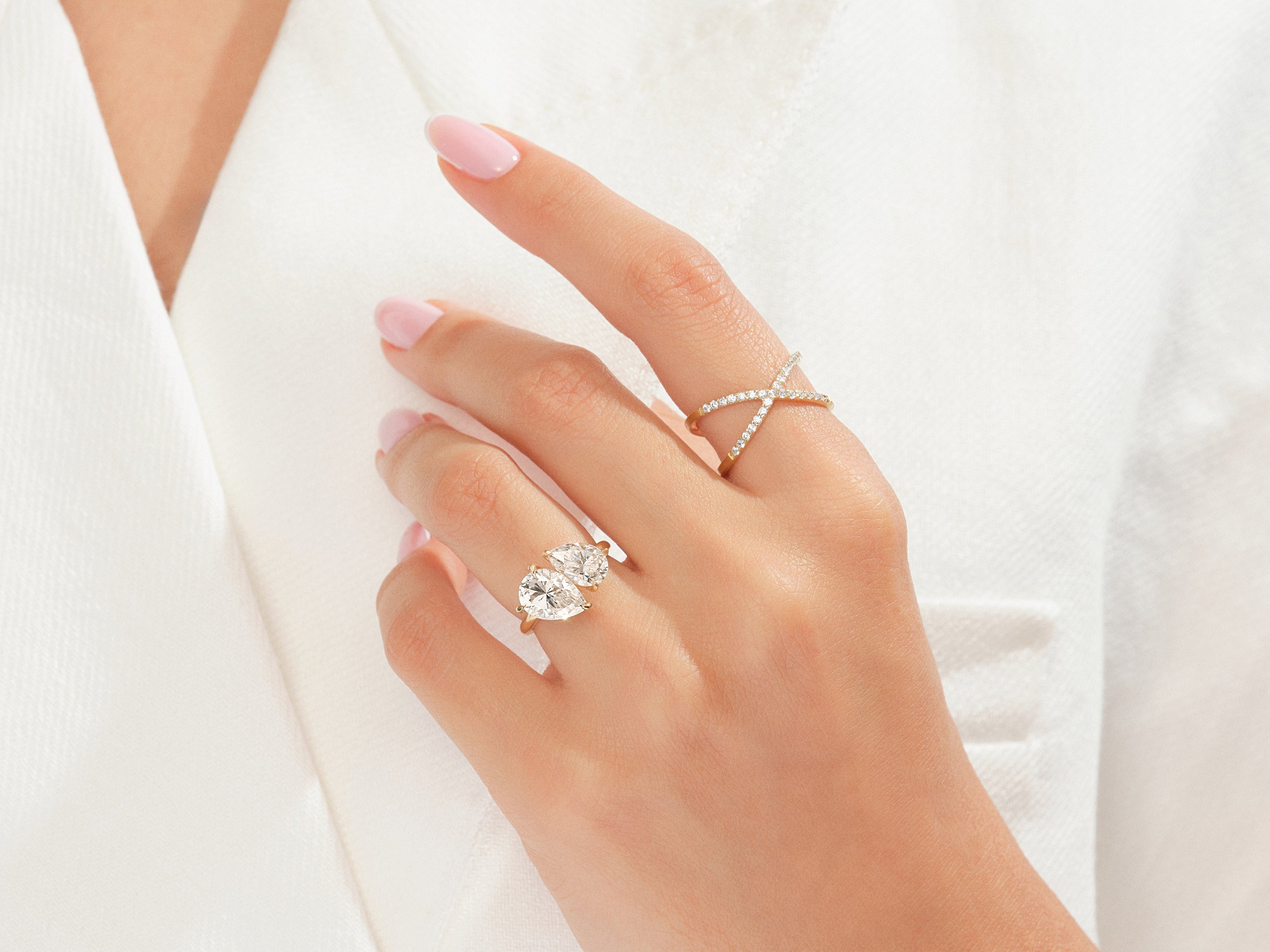 Pear and Pear Toi Et Moi Promise Ring