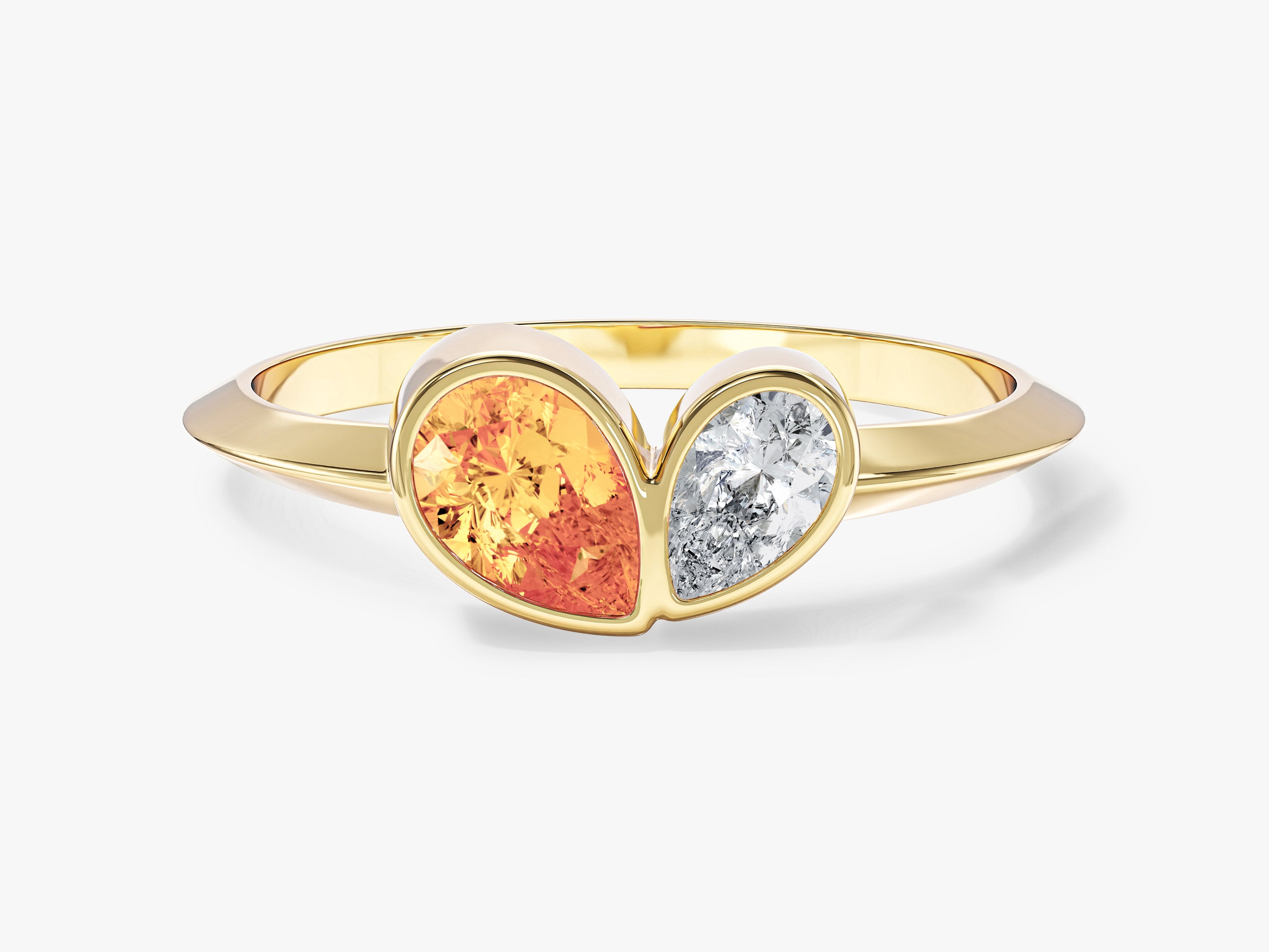 Bezel Set Pear Toi Et Moi Promise Ring