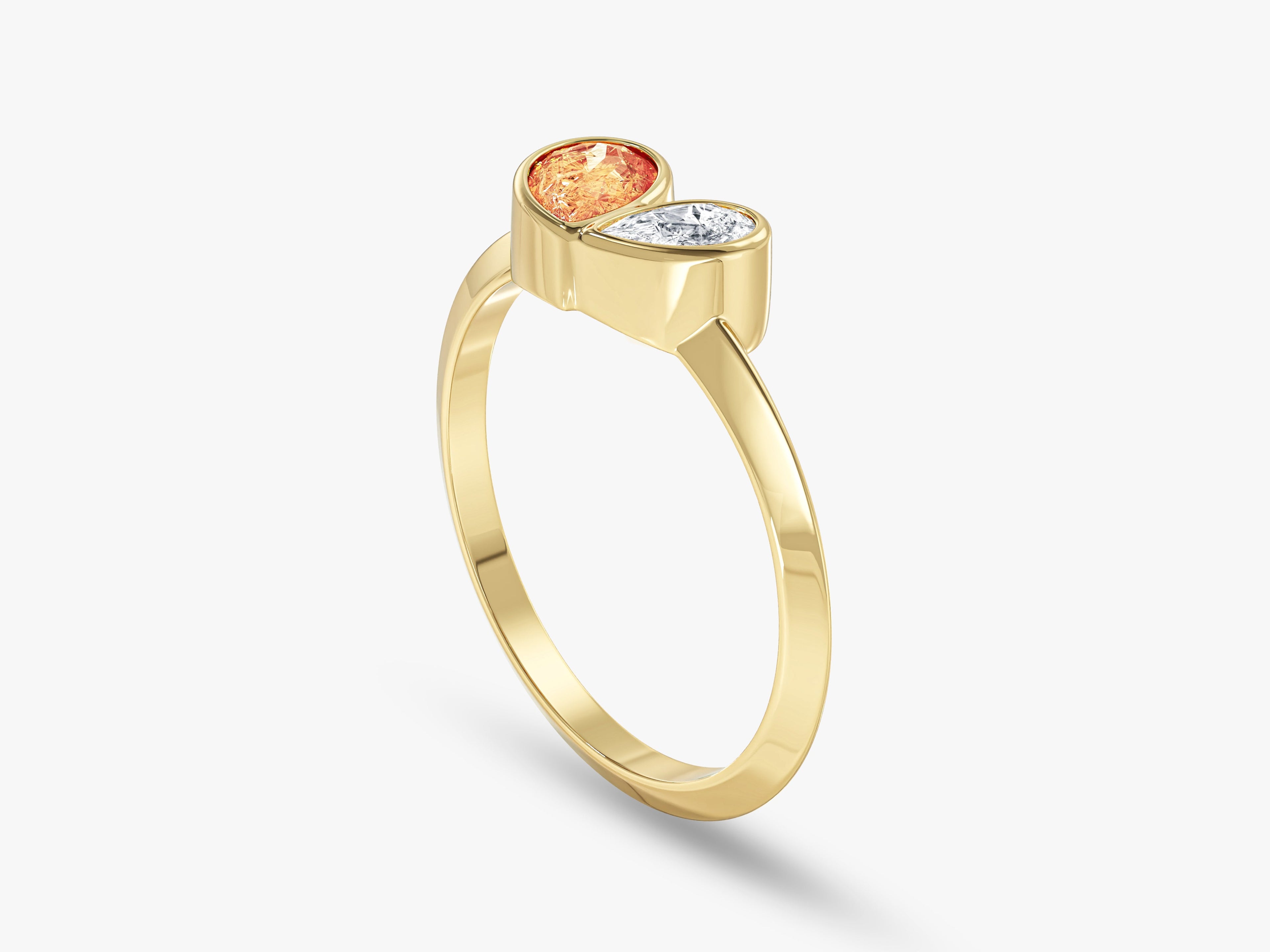 Bezel Set Pear Toi Et Moi Promise Ring