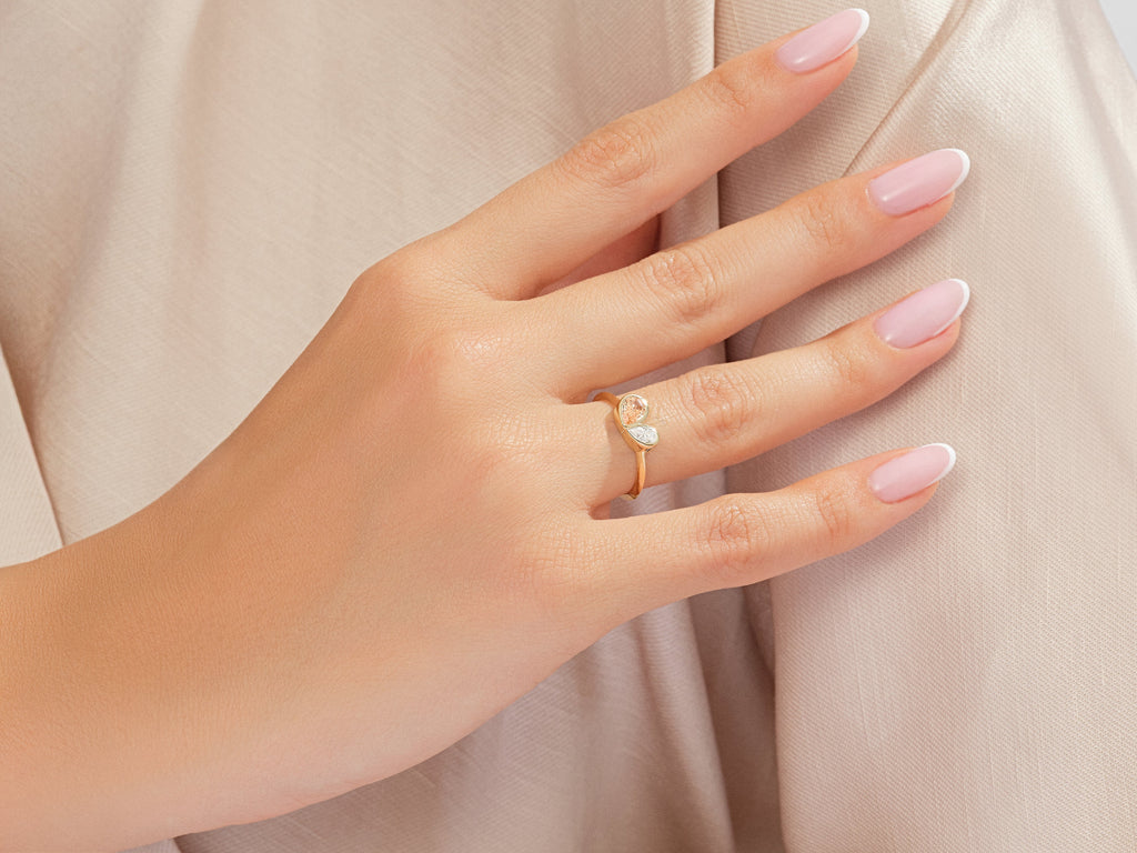 Bezel Set Pear Toi Et Moi Promise Ring