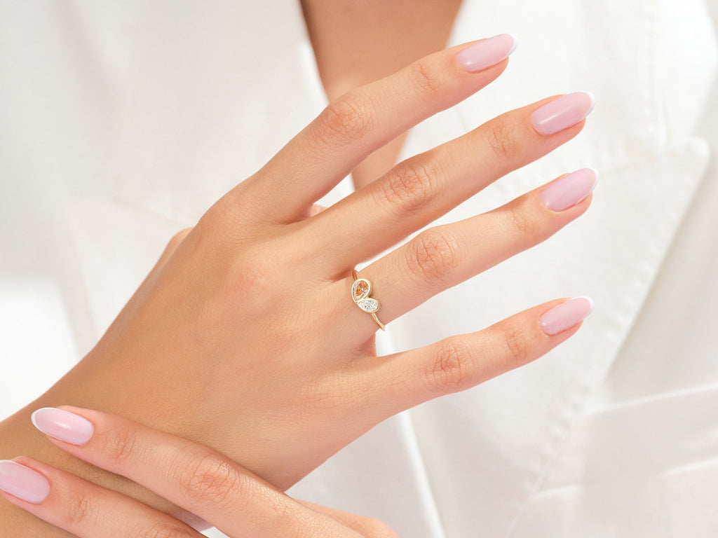 Bezel Set Pear Toi Et Moi Promise Ring
