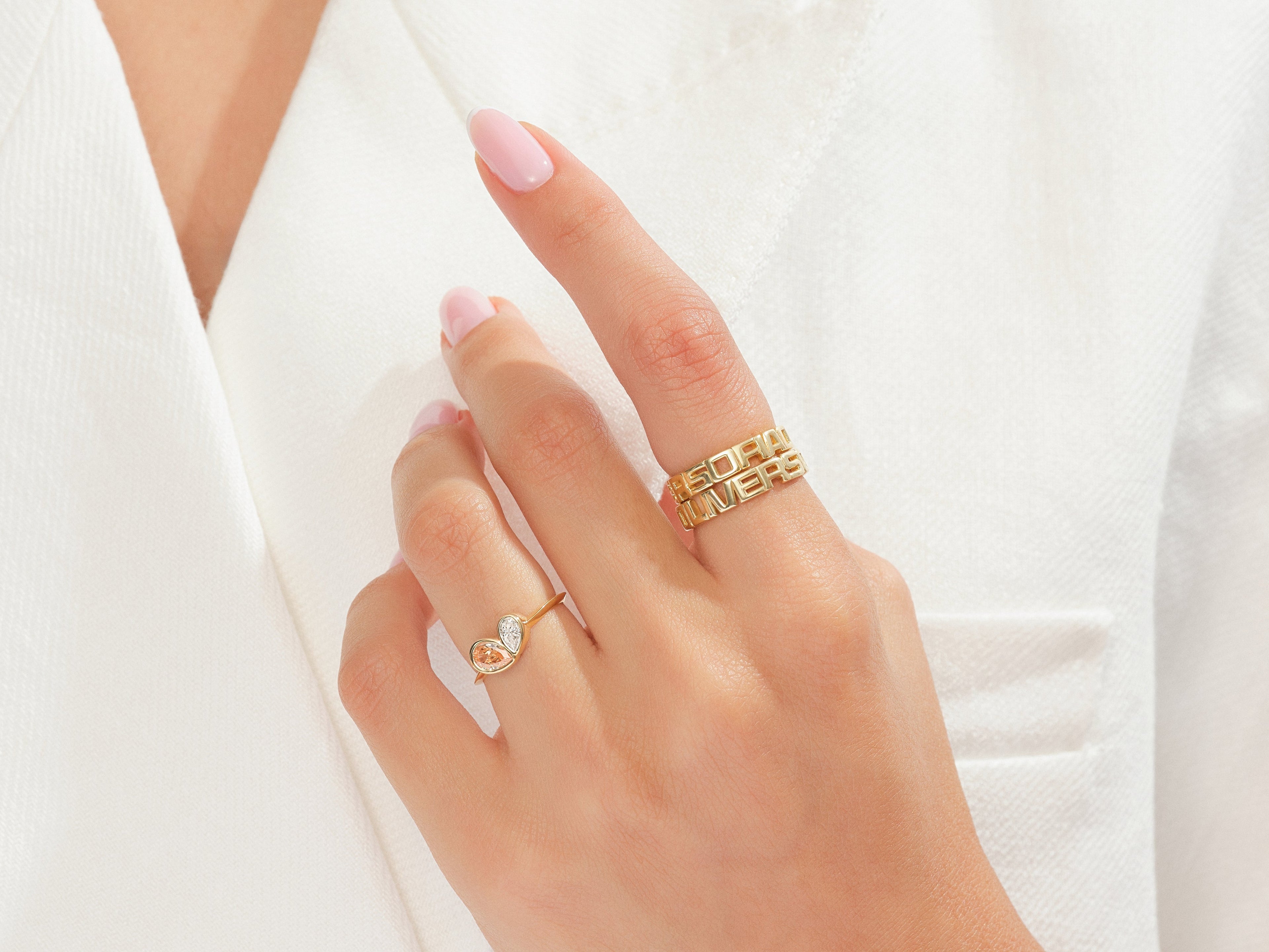 Bezel Set Pear Toi Et Moi Promise Ring