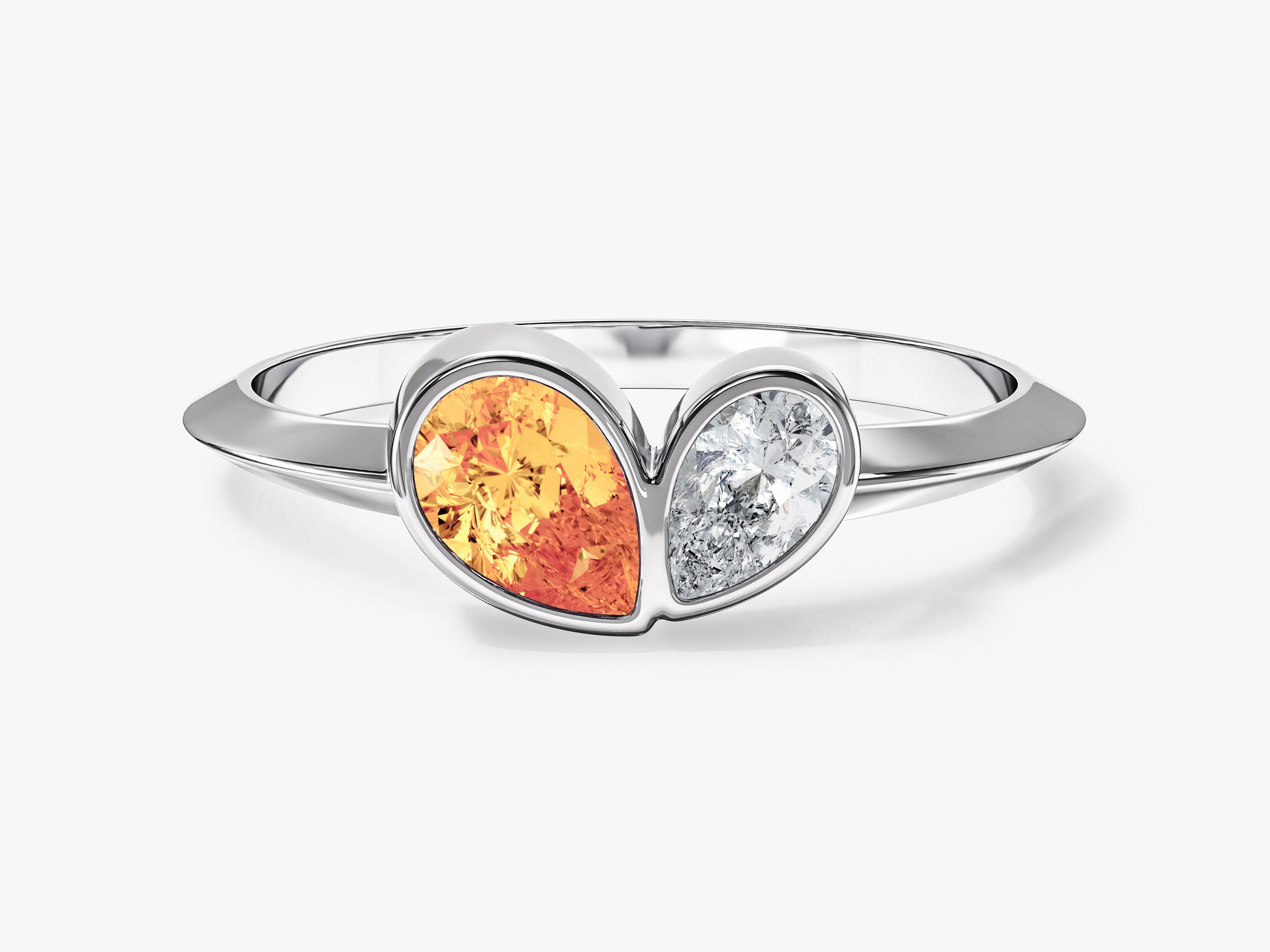 Bezel Set Pear Toi Et Moi Promise Ring