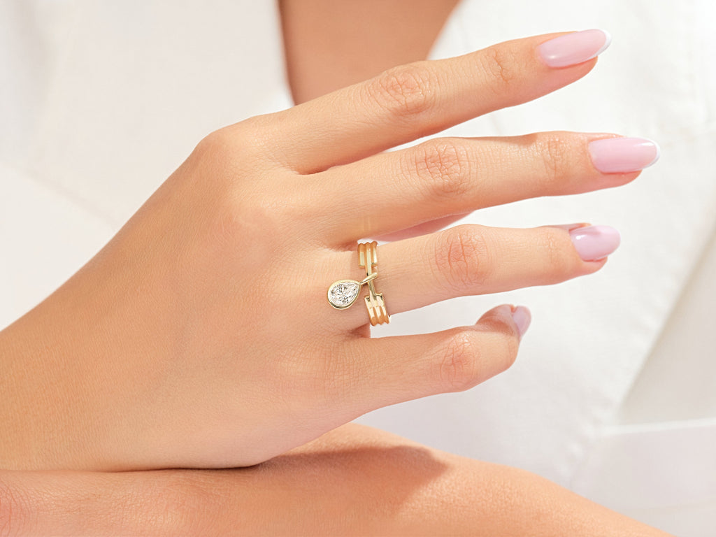 Pear Cut Charm Promise Ring