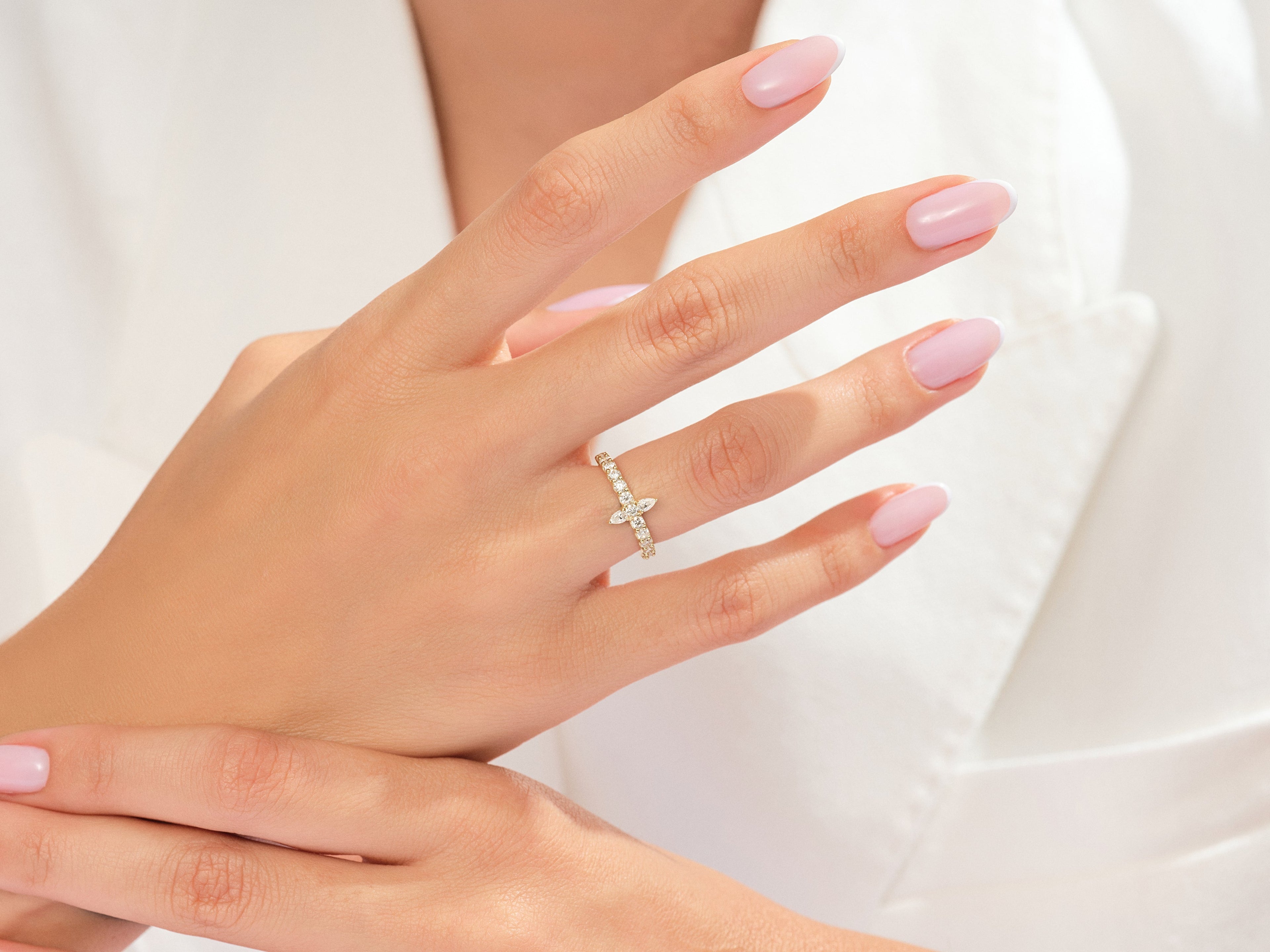 Cross Half-Eternity Promise Ring