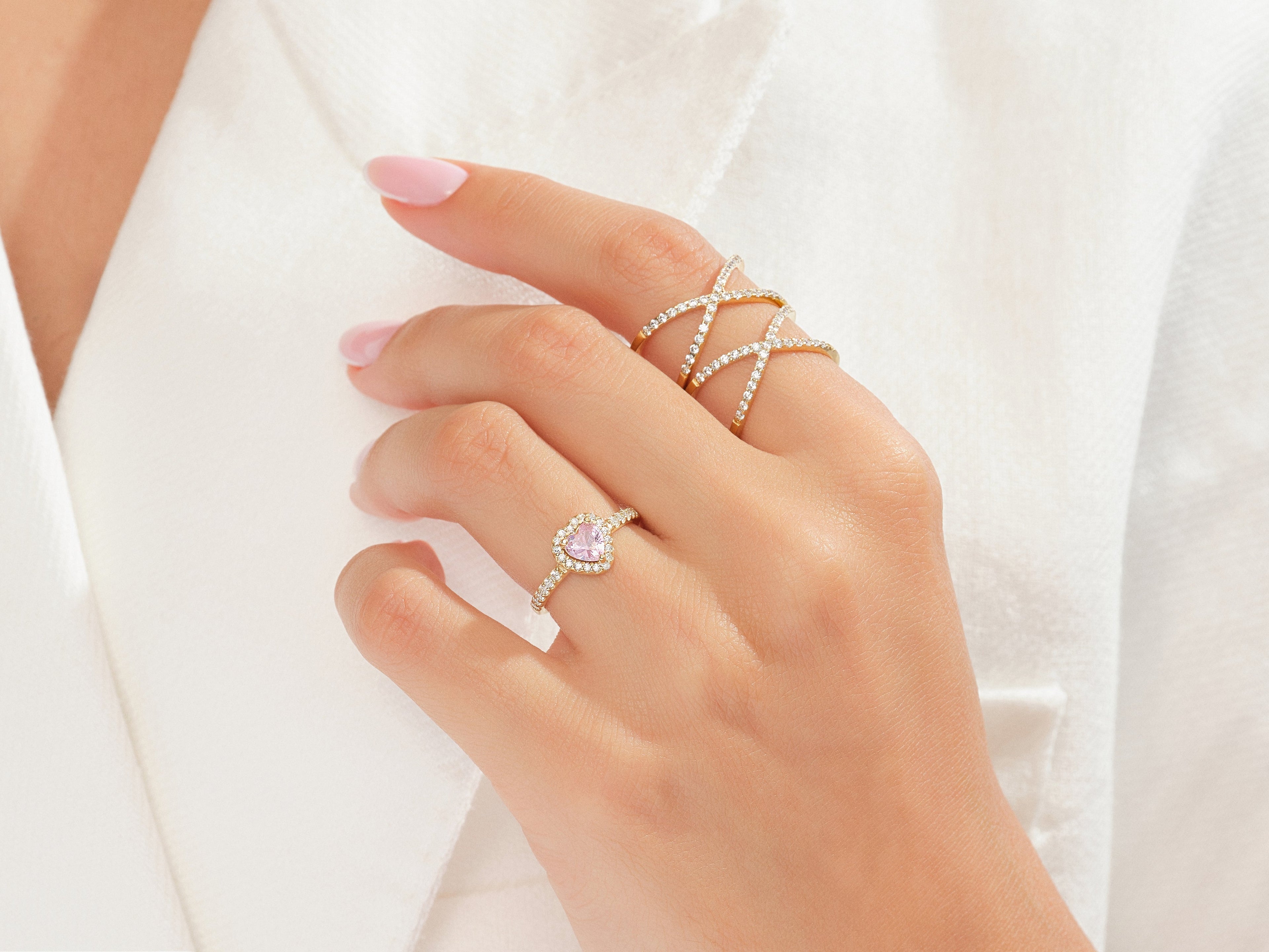 Pink Heart Cut Promise Ring