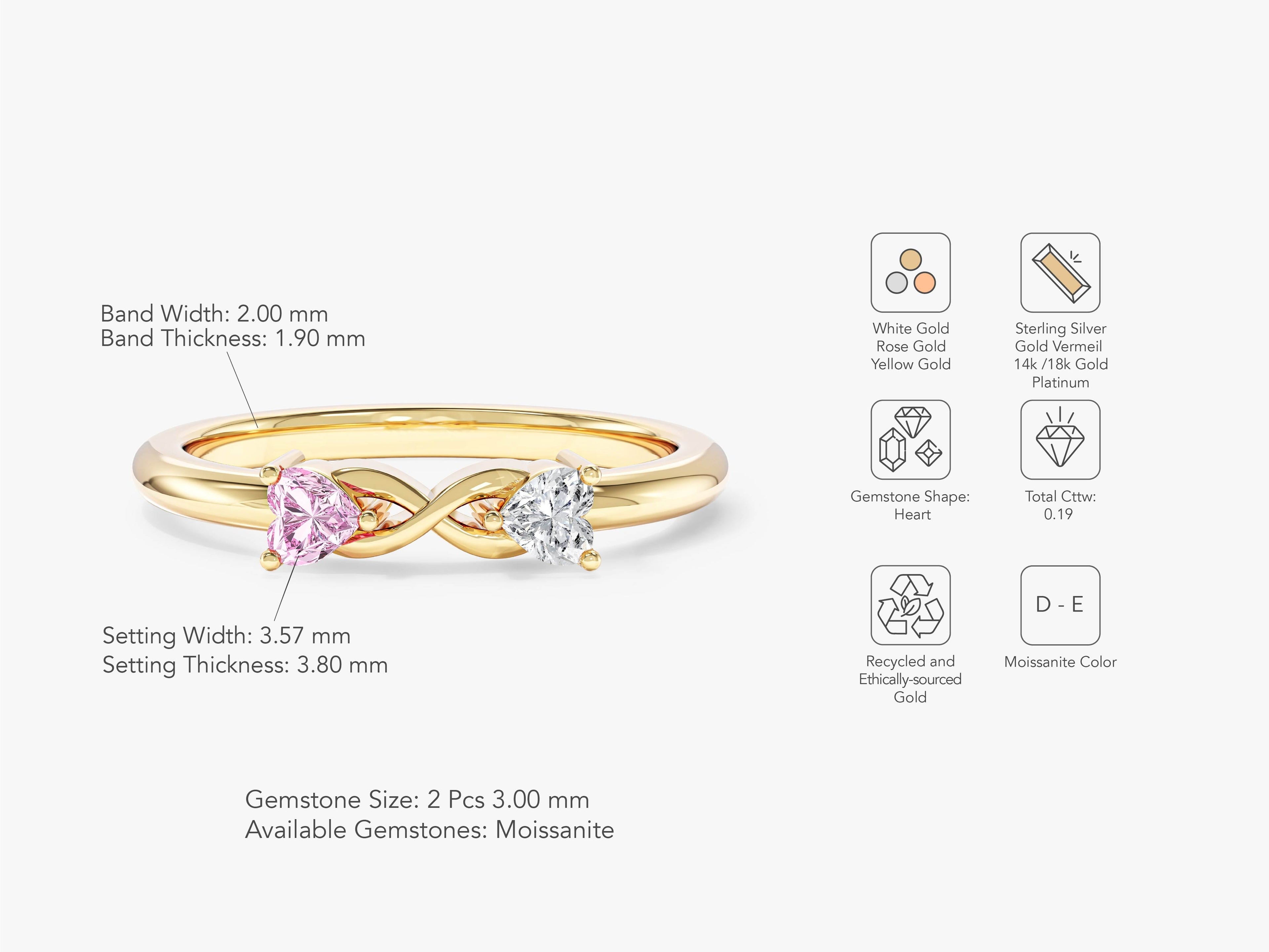 Dainty Split Shank Heart Cut Promise Ring