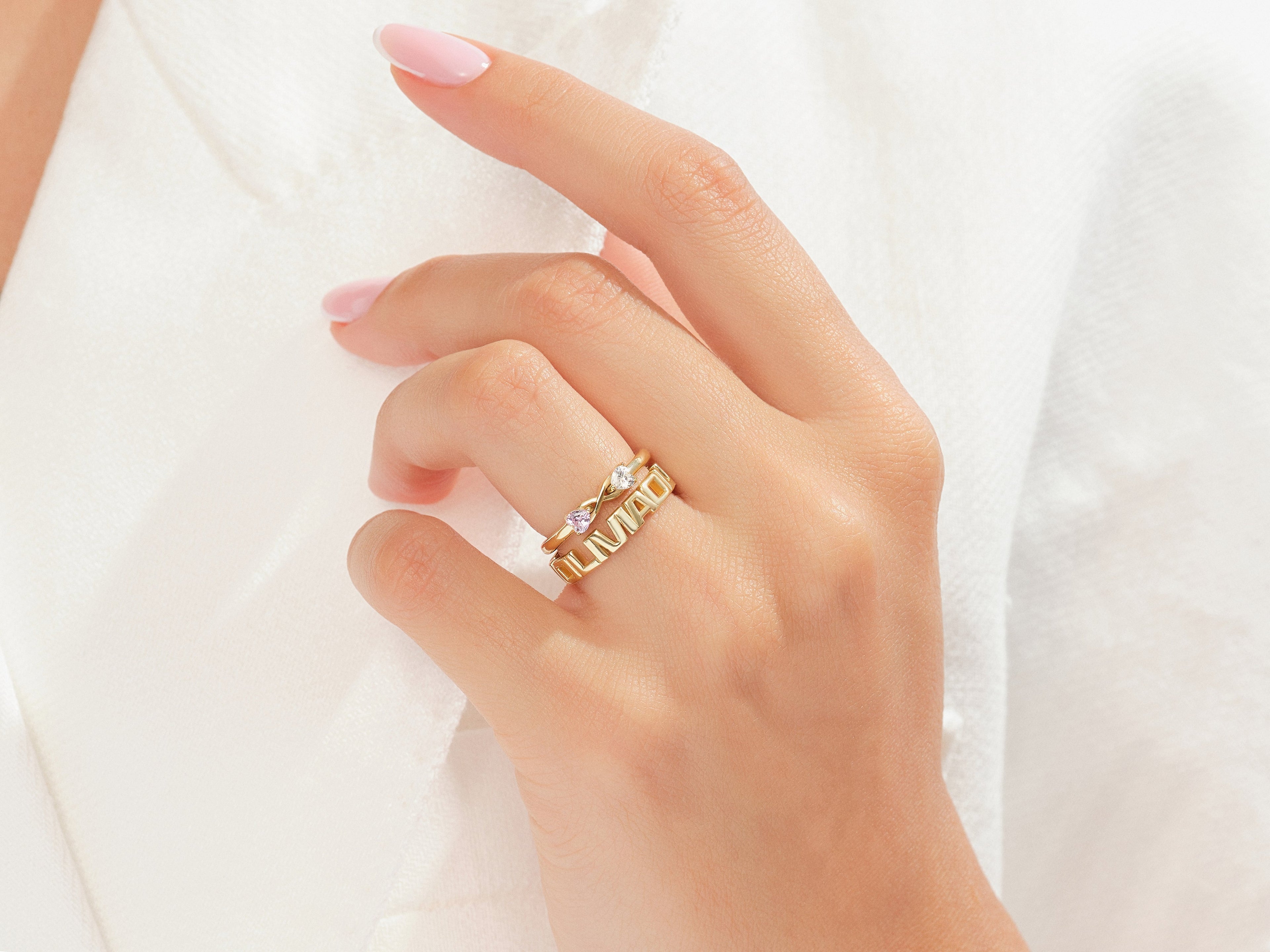 Dainty Split Shank Heart Cut Promise Ring