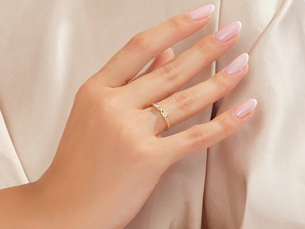 Dainty Split Shank Heart Cut Promise Ring