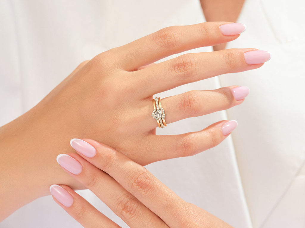 Triple Shank Heart Cut Promise Ring