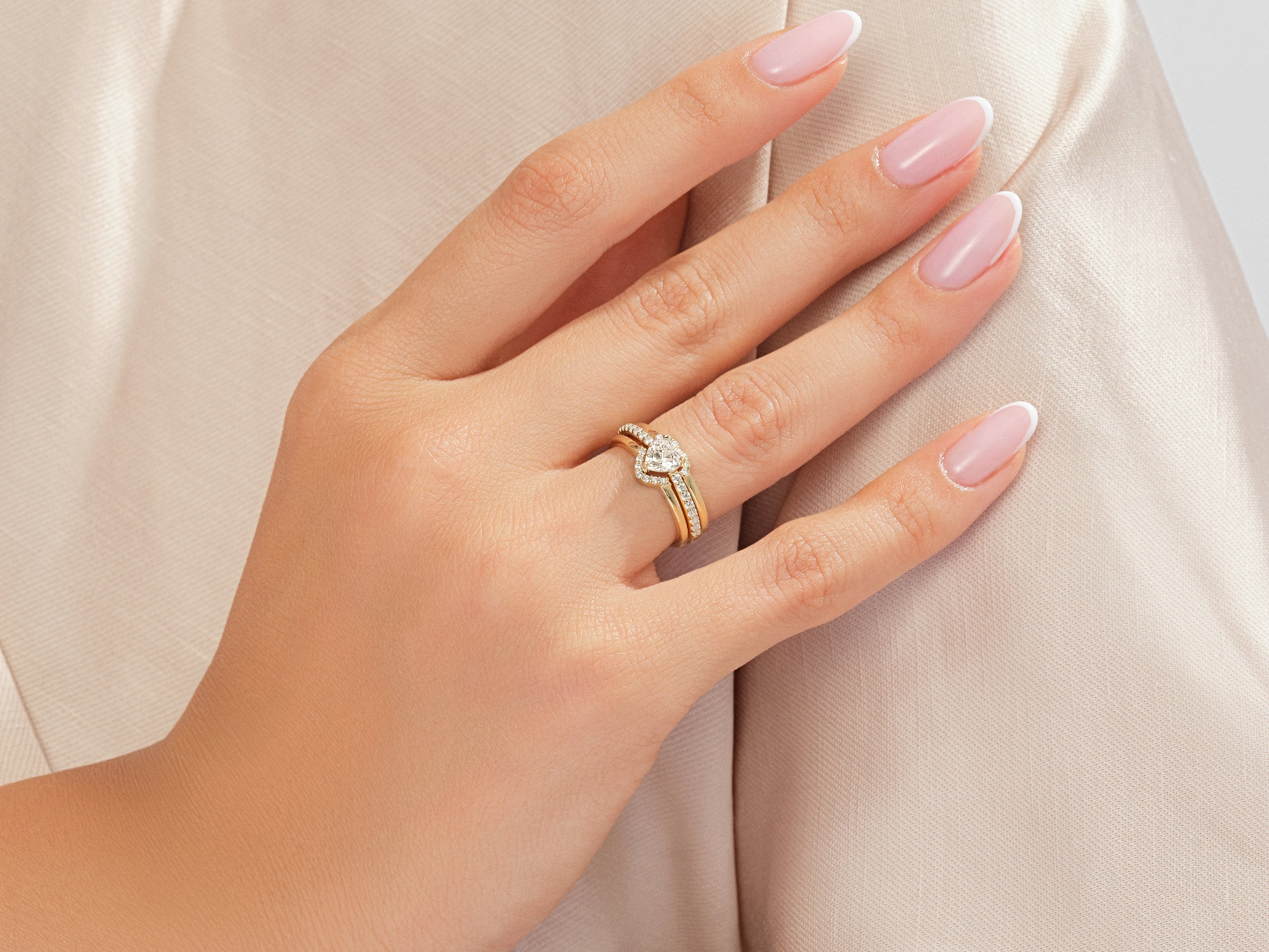 Triple Shank Heart Cut Promise Ring