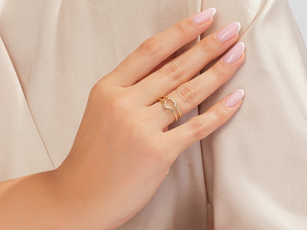 Triple Shank Heart Cut Promise Ring