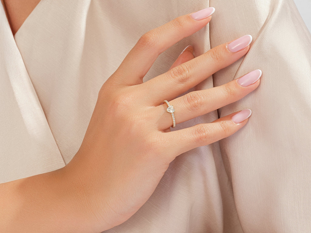 Triple Shank Heart Cut Promise Ring