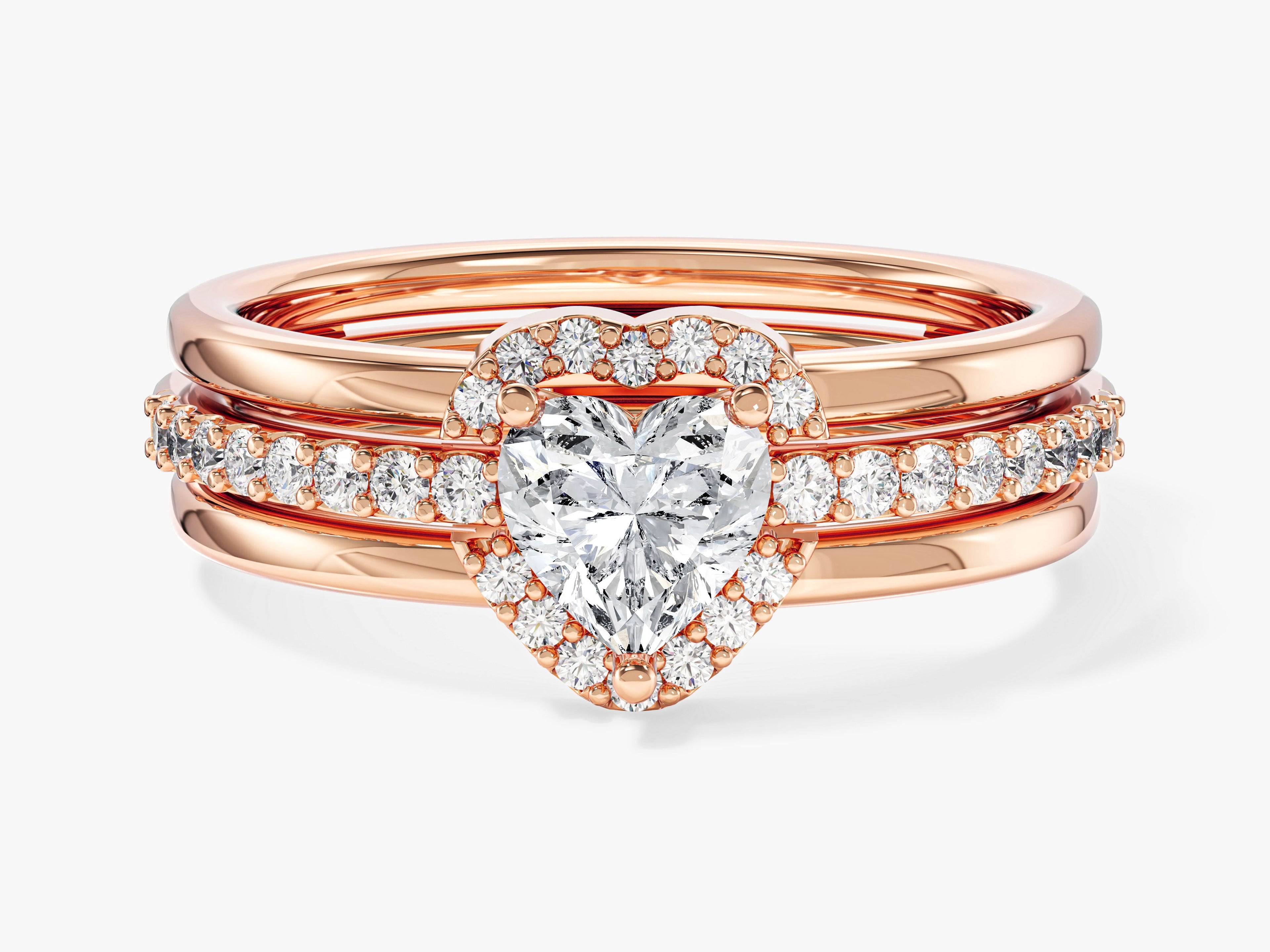 Triple Shank Heart Cut Promise Ring