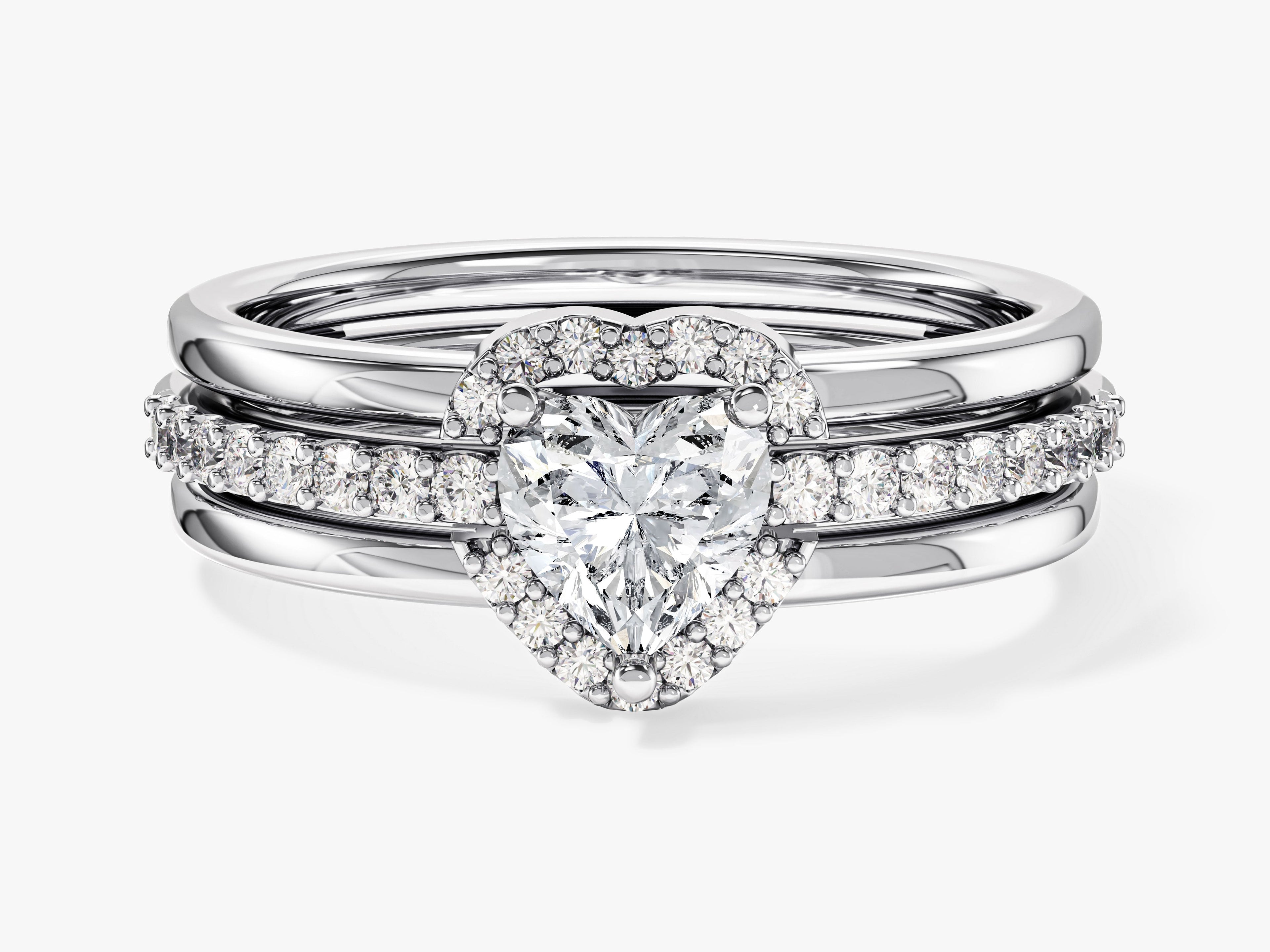 Triple Shank Heart Cut Promise Ring