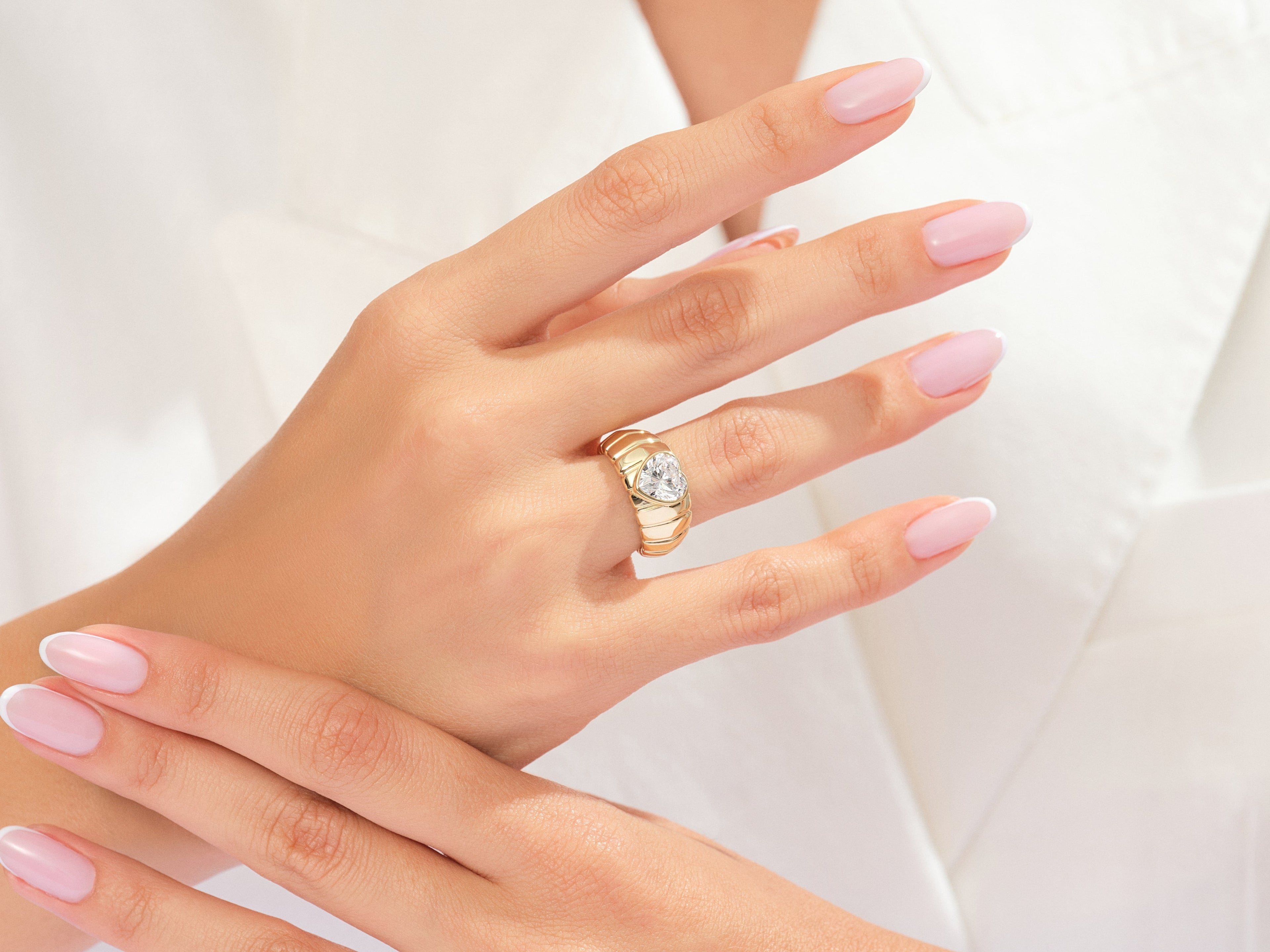 Bold Croissant Heart Cut Promise Ring