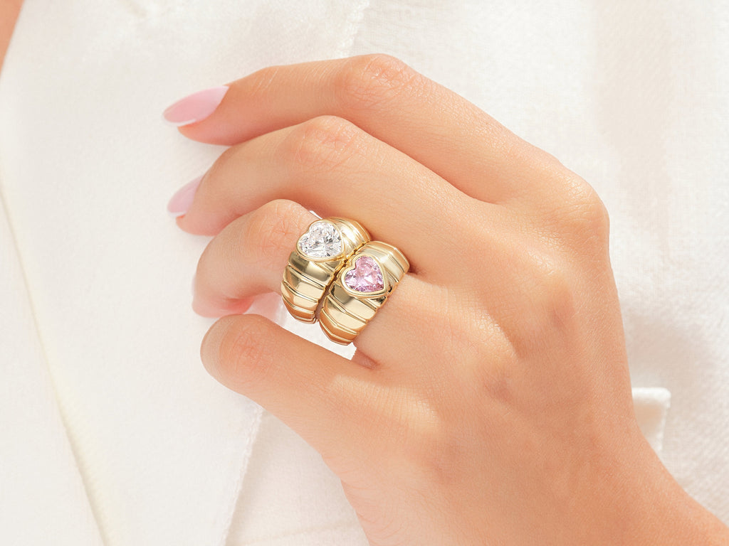 Bold Croissant Heart Cut Promise Ring