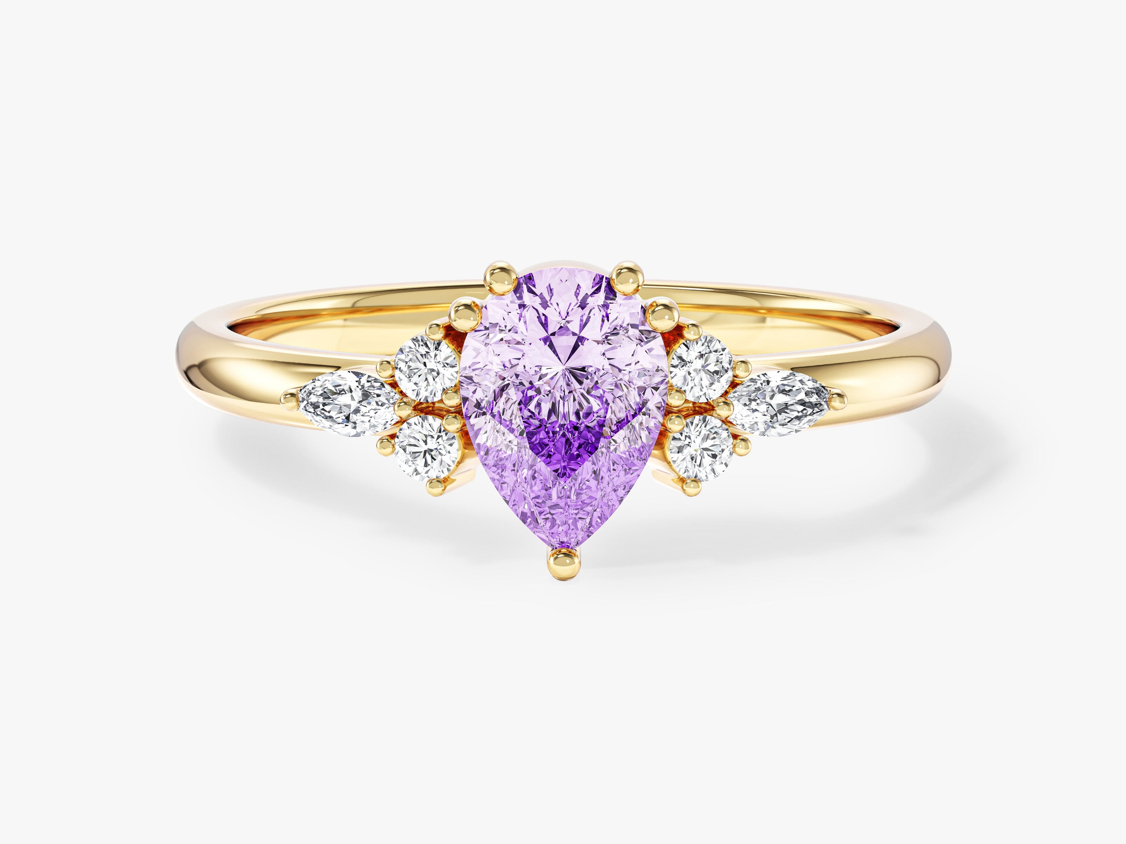 Sidestone Accent Pear Gemstone Engagement Ring