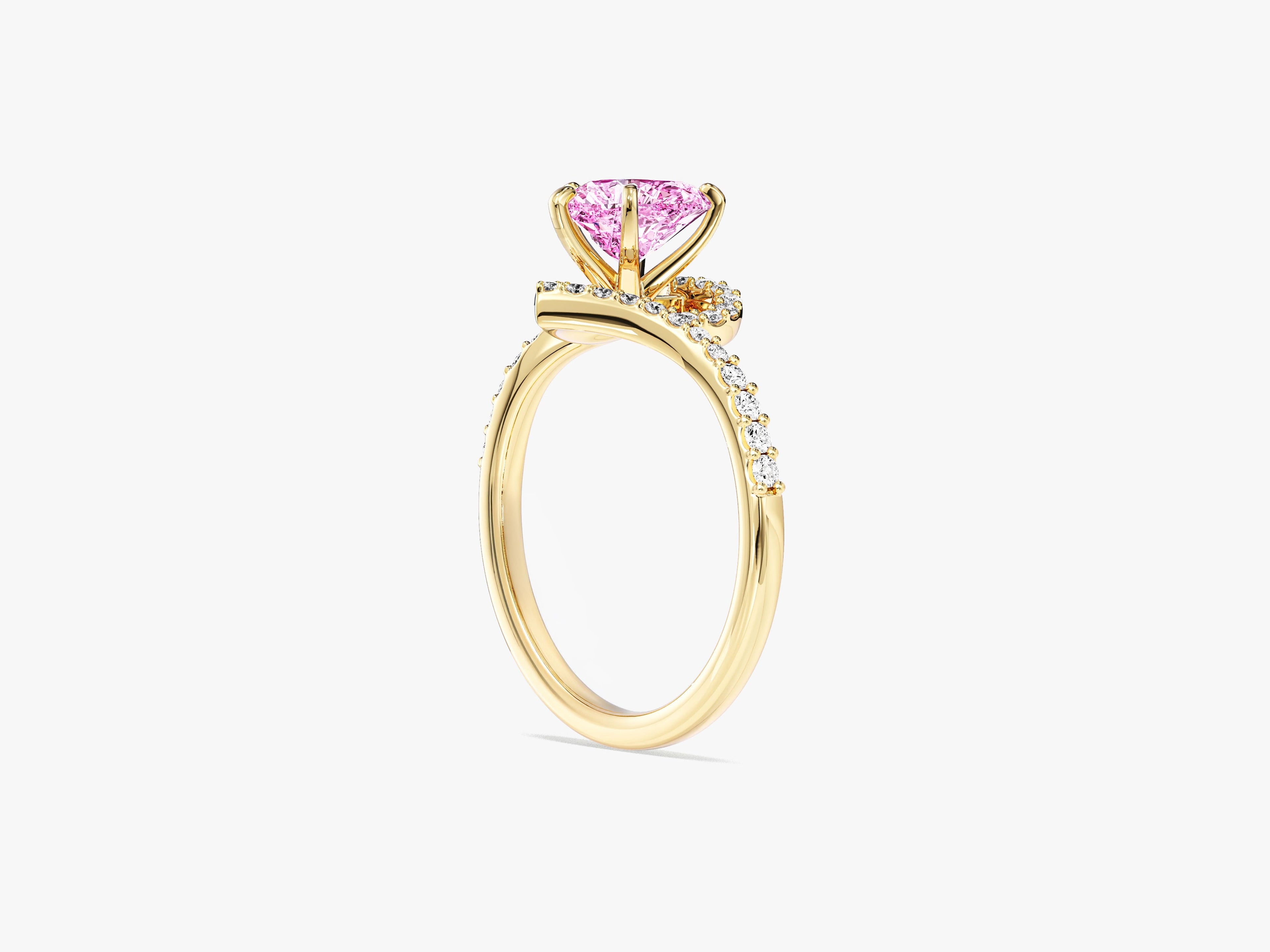 Halo Heart Gemstone Engagement Ring