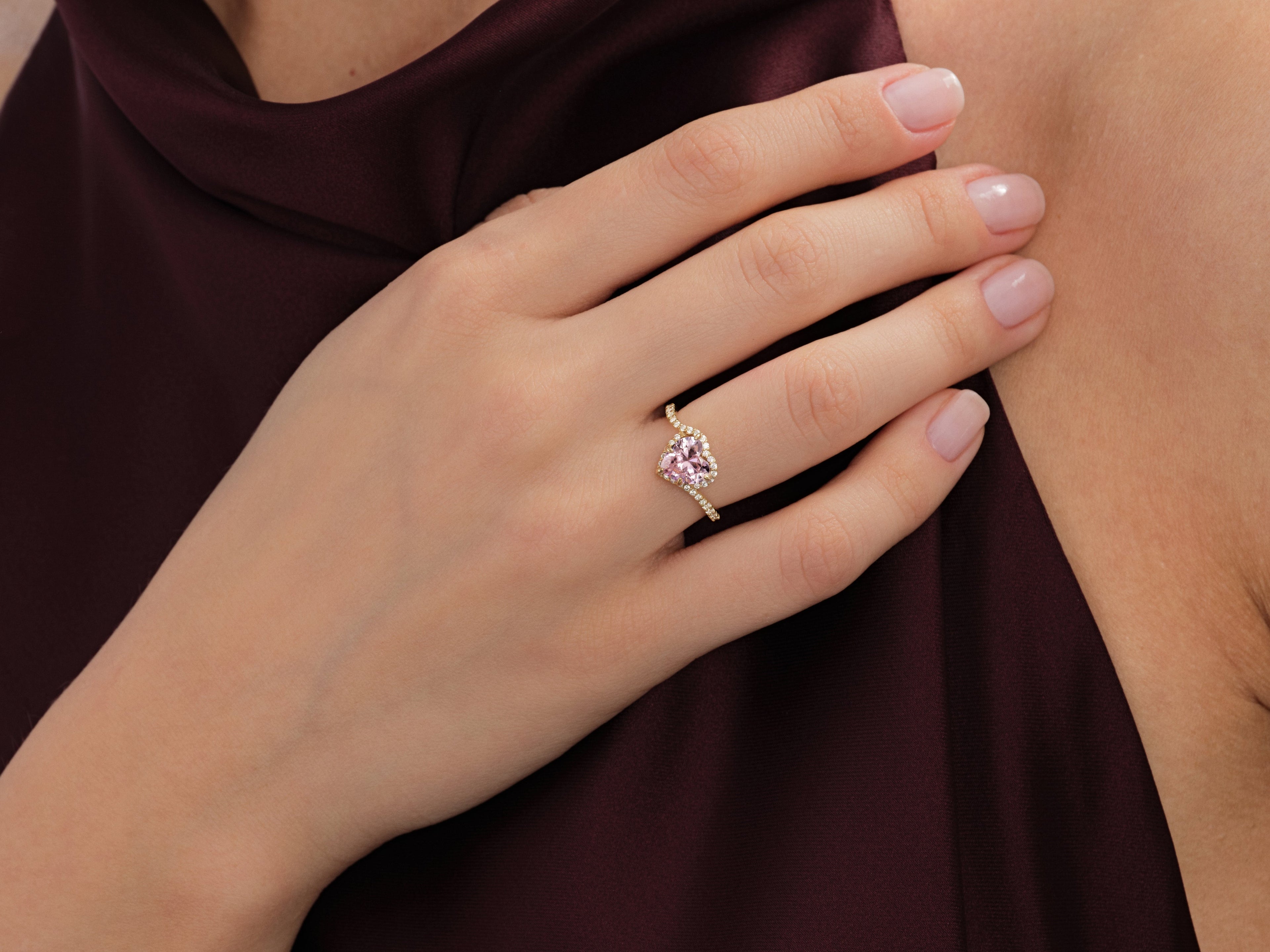 Halo Heart Gemstone Engagement Ring