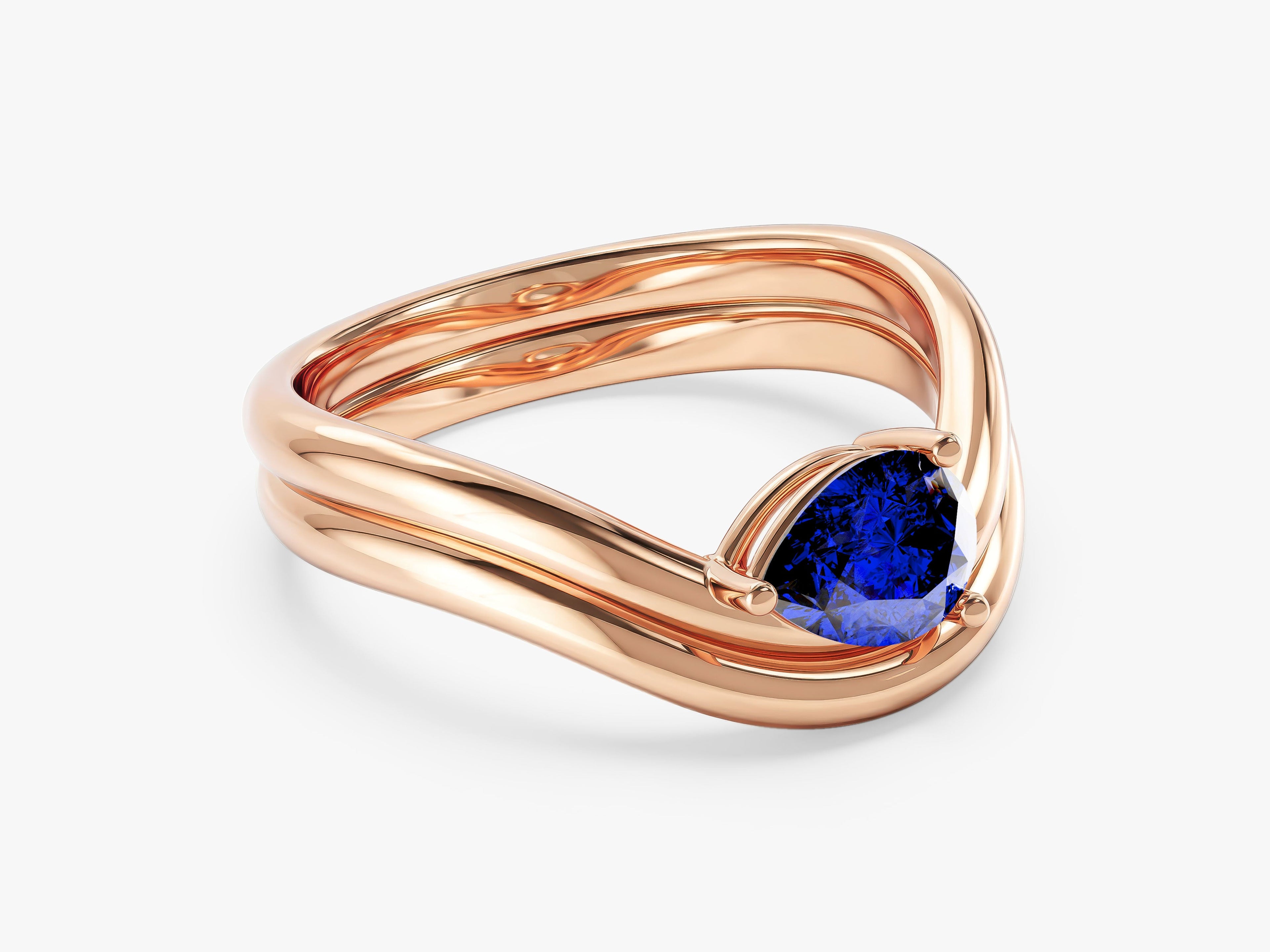 Curved Double Band Birthstone Ring