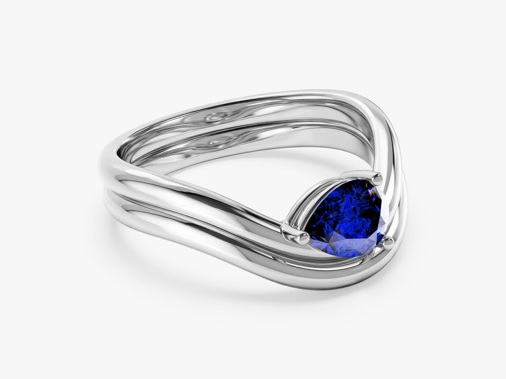 Curved Double Band Birthstone Ring