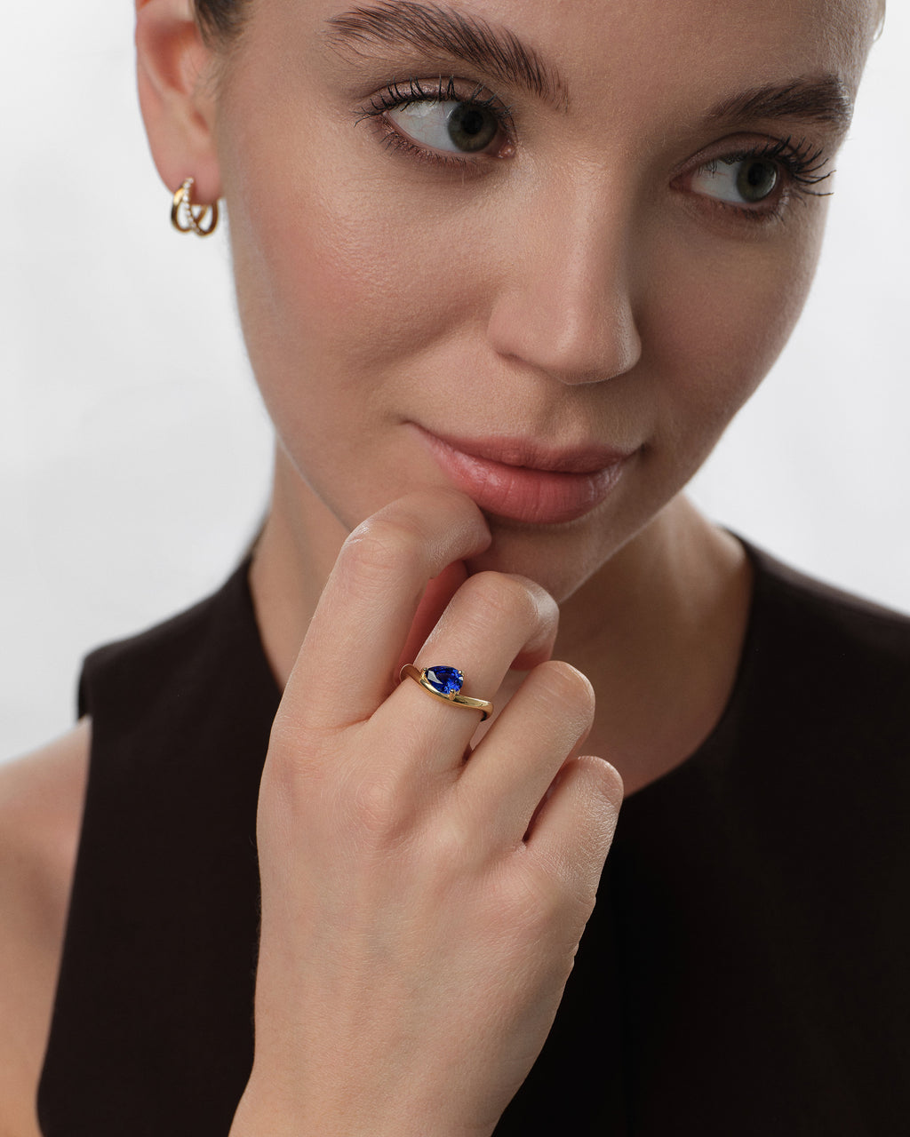 Curved Birthstone Ring