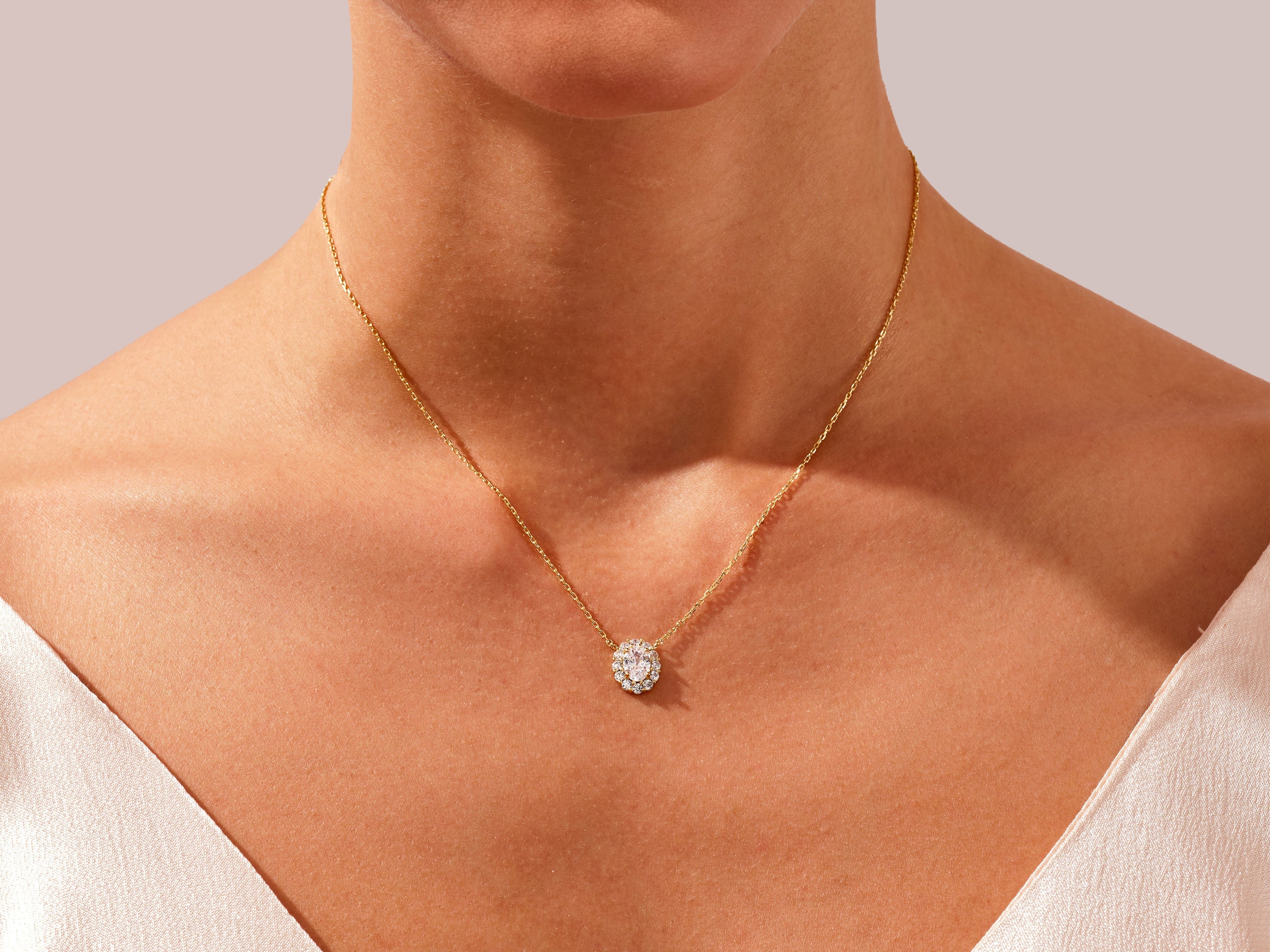 Oval Halo Necklace