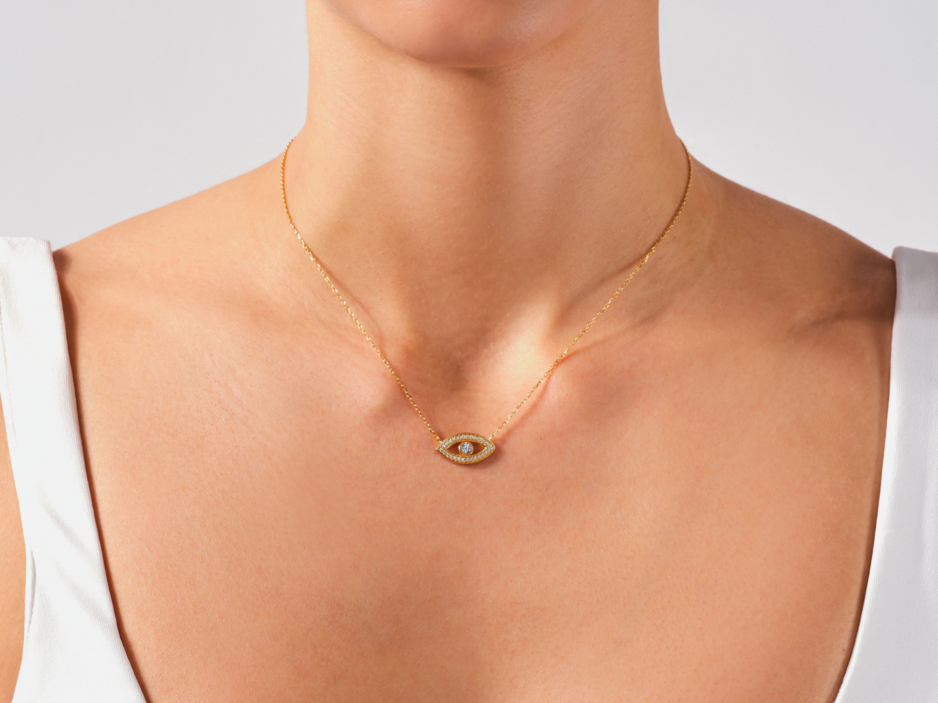 Bezel Evil Eye Necklace