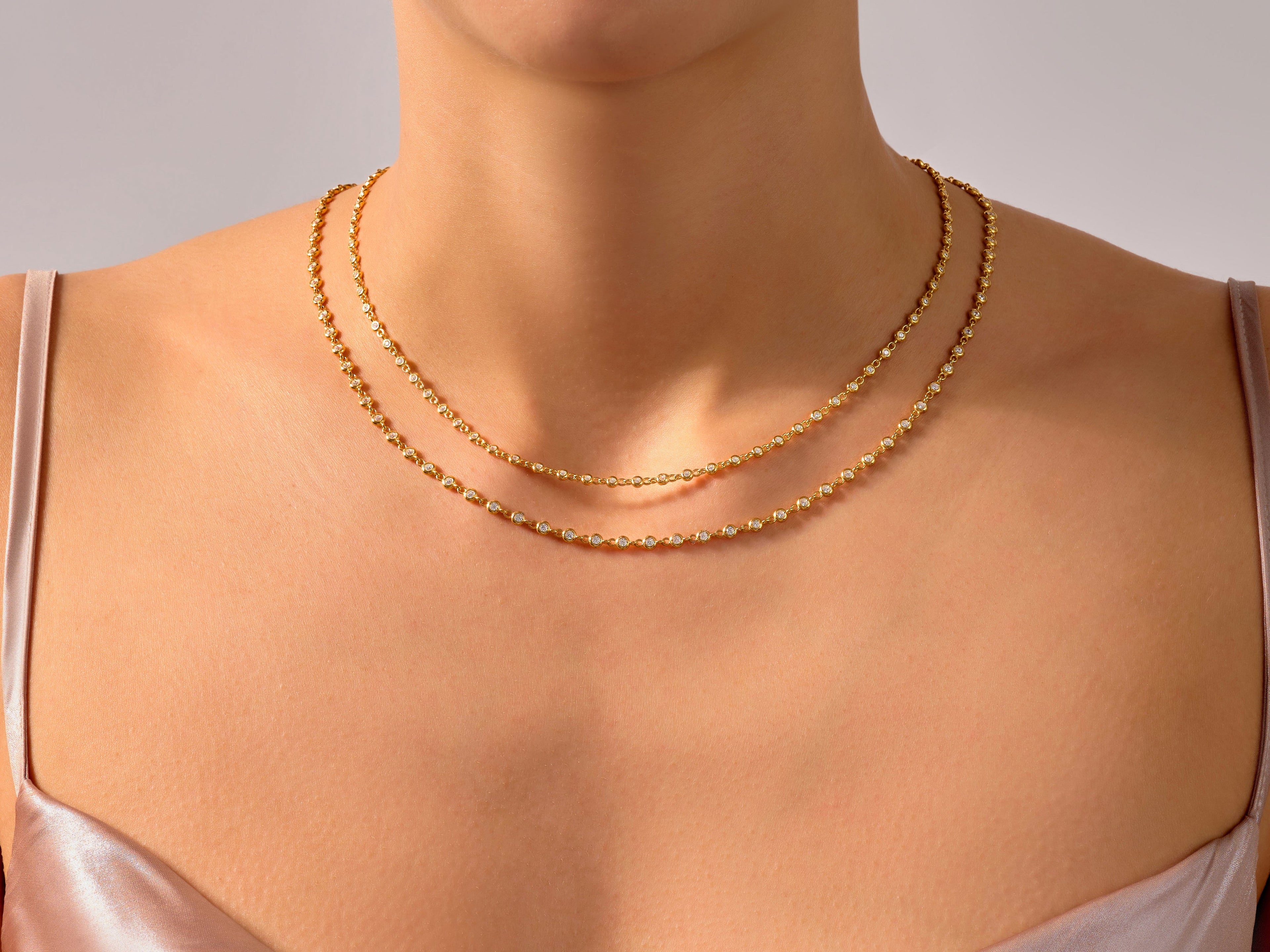 1.70 mm Bezel Moissanite Tennis Necklace