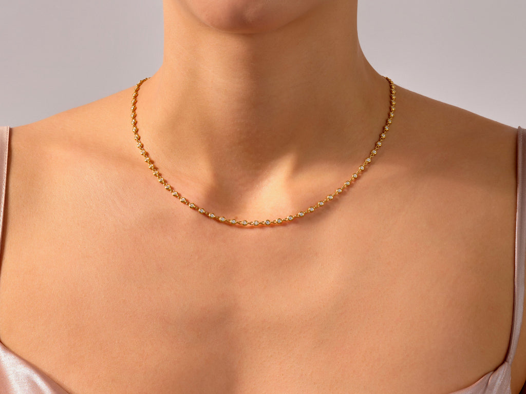 1.70 mm Bezel Moissanite Tennis Necklace