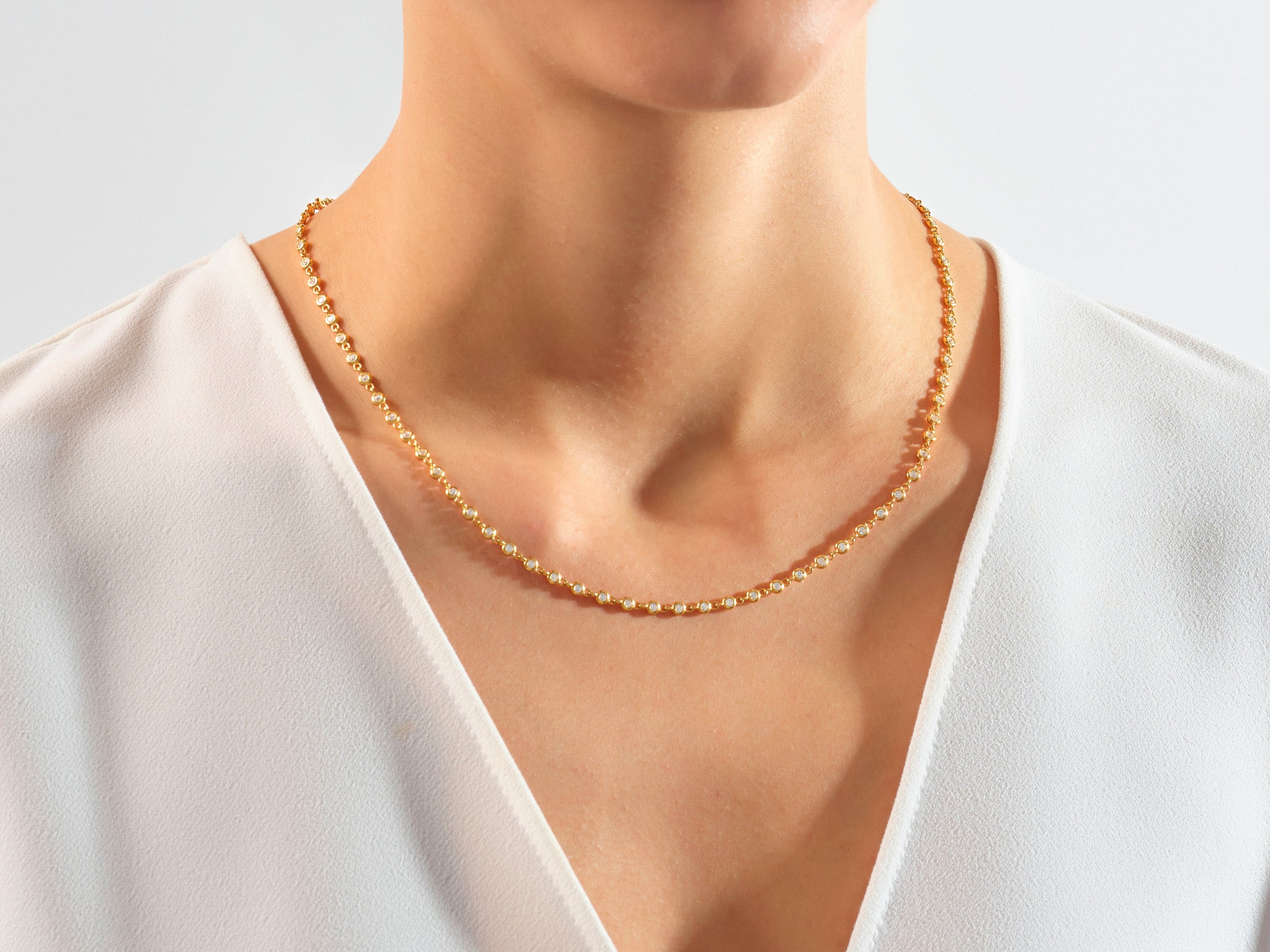 Mother's Bezel Moissanite Tennis Necklace