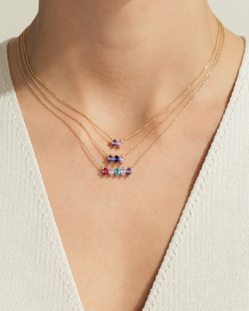 Oval Birthstone Necklace