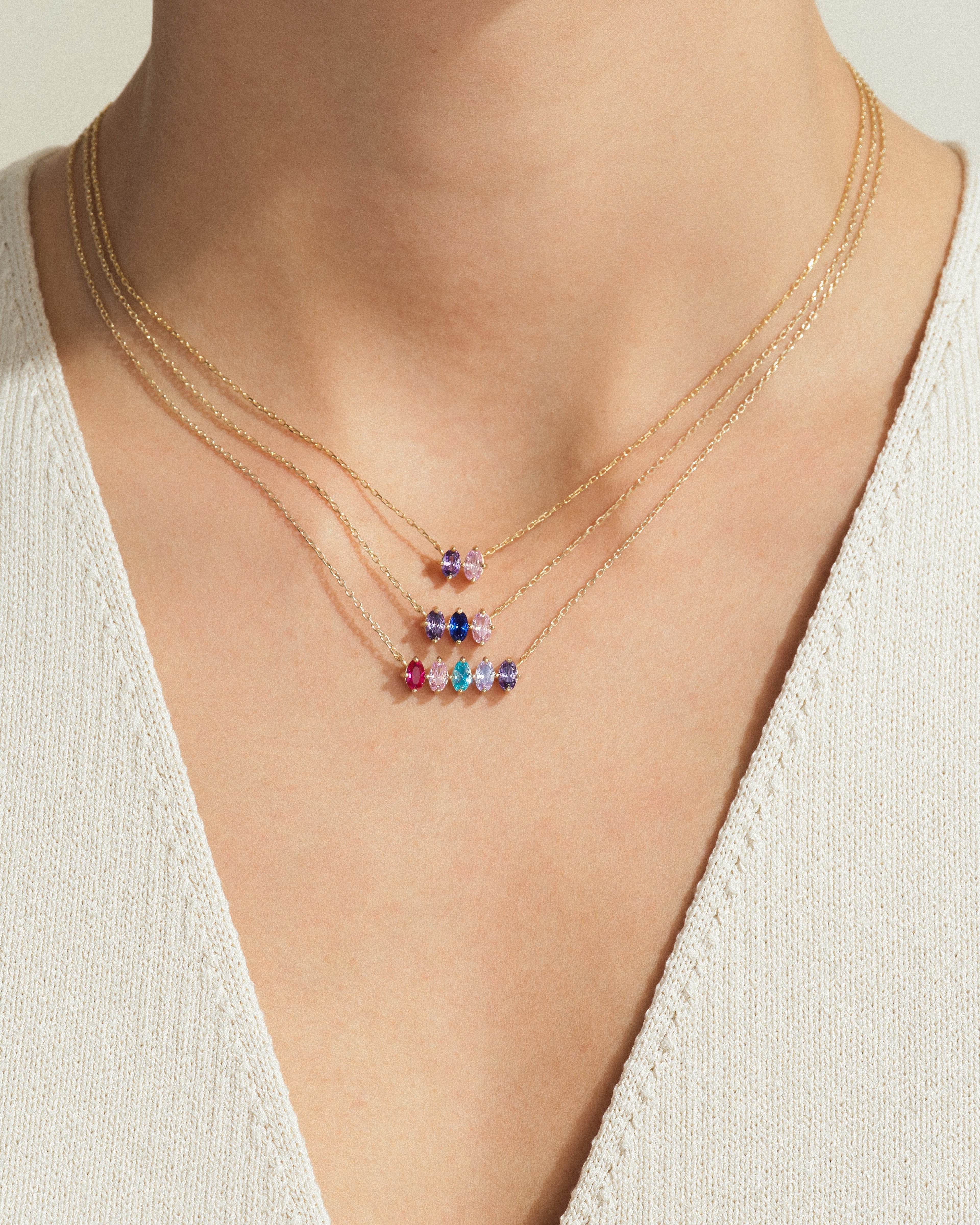 Oval Birthstone Necklace