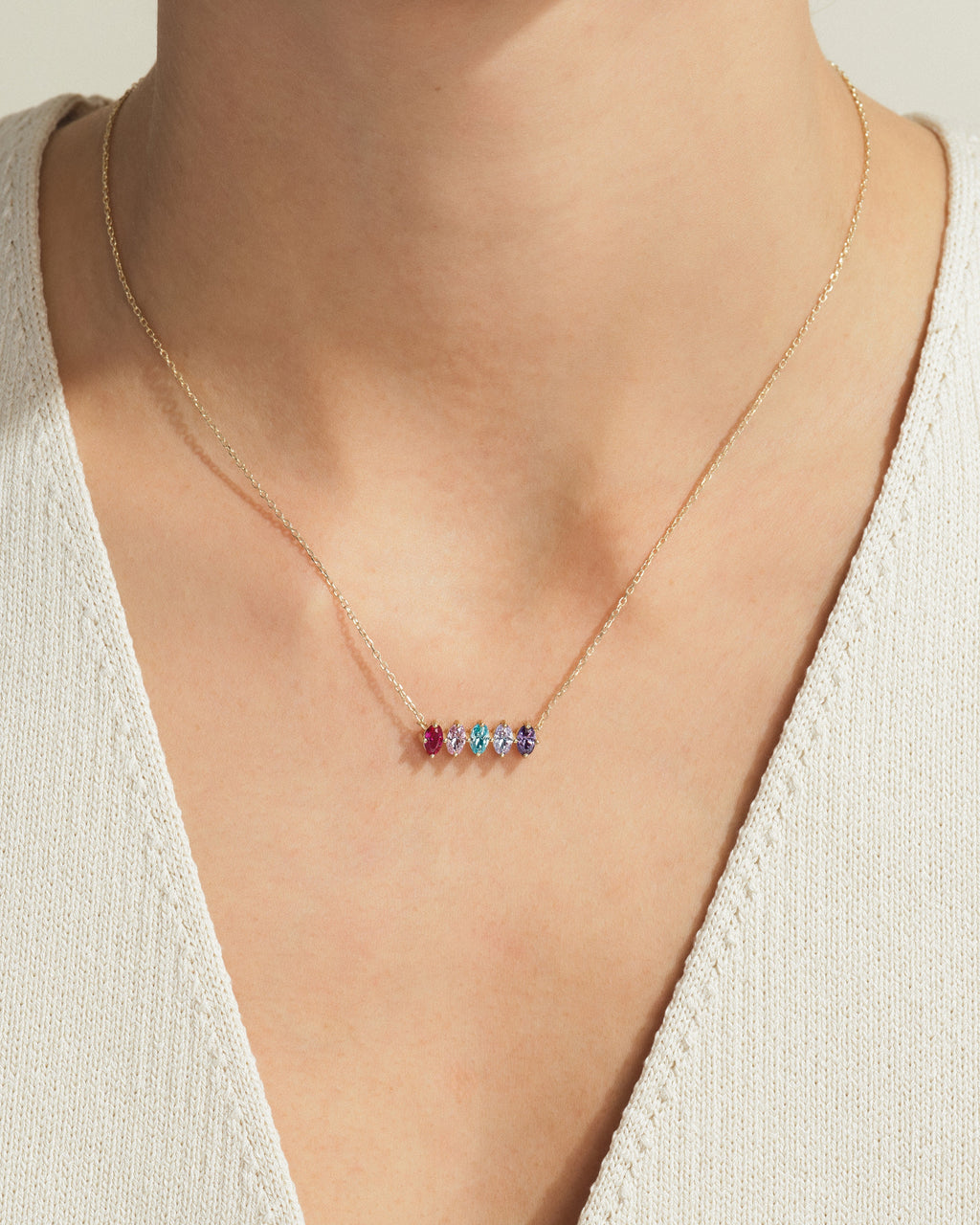 Oval Birthstone Necklace