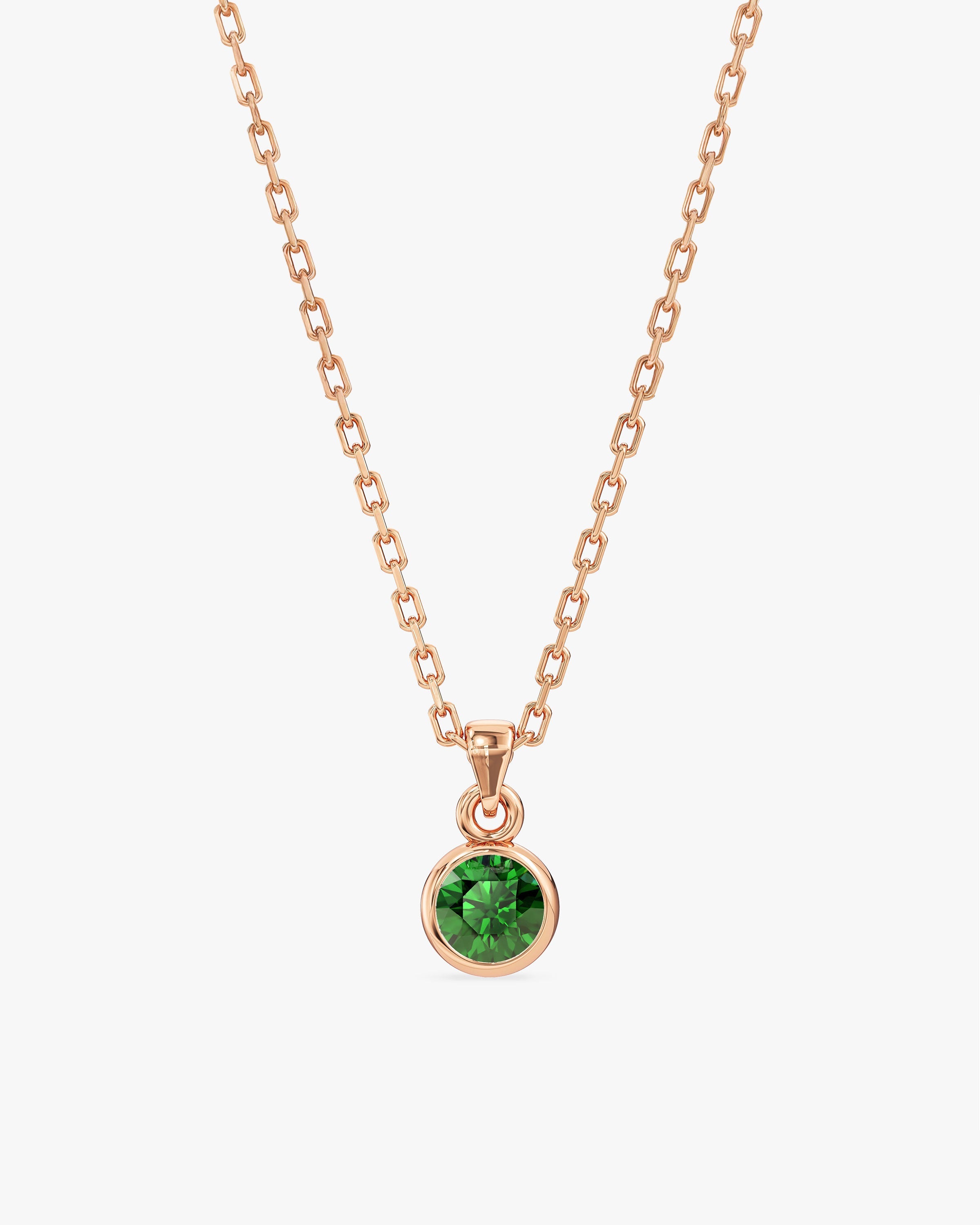 Bezel Set Round Birthstone Solitaire Necklace
