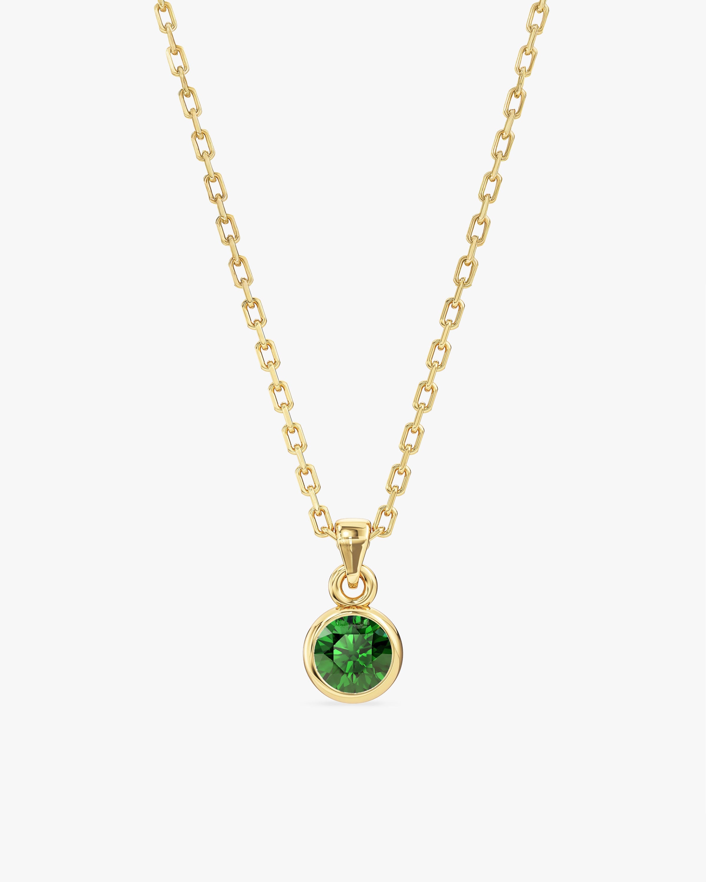 Bezel Set Round Birthstone Solitaire Necklace