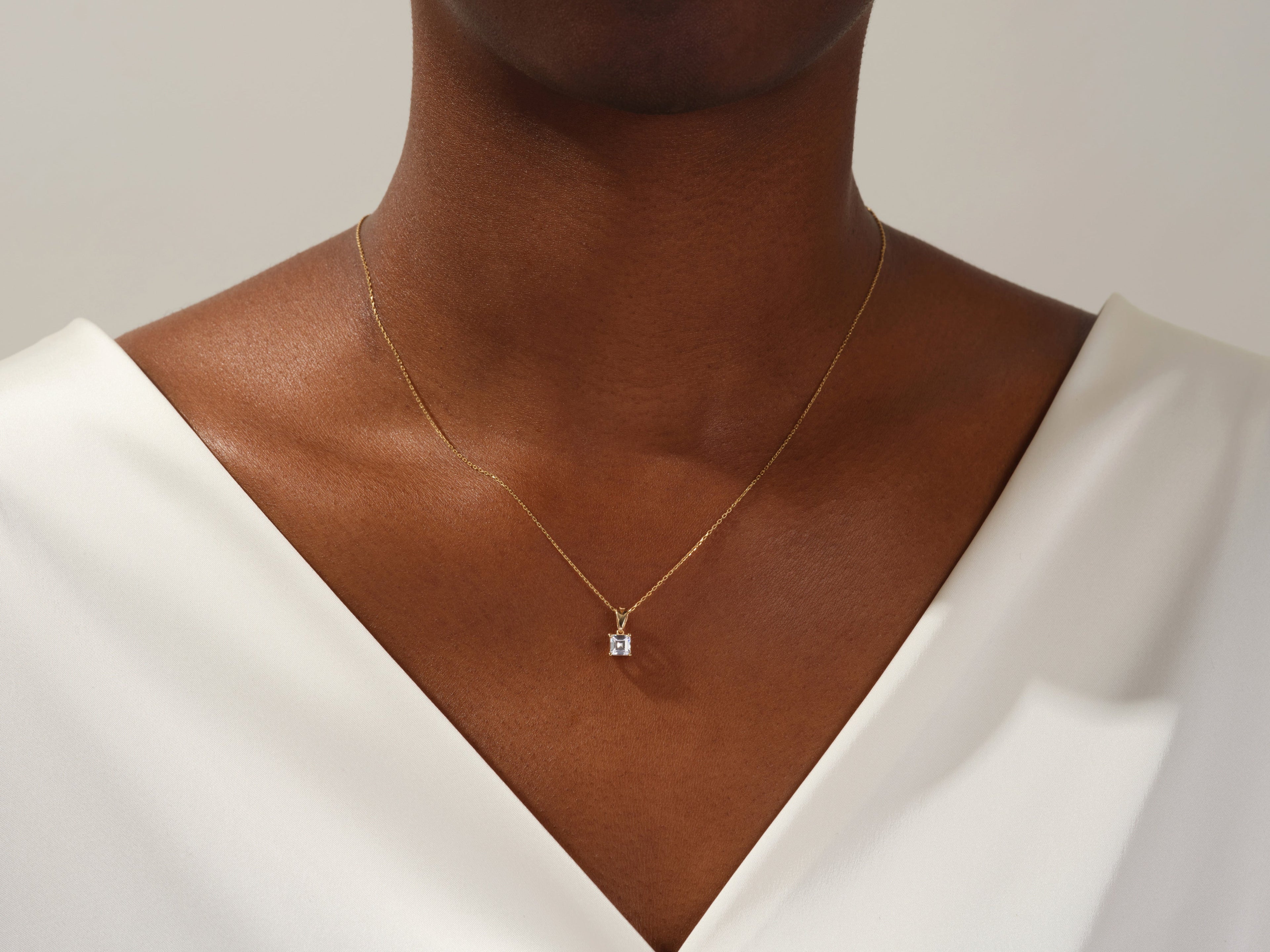 Asscher Cut Solitaire Pendant (0.50 CT)